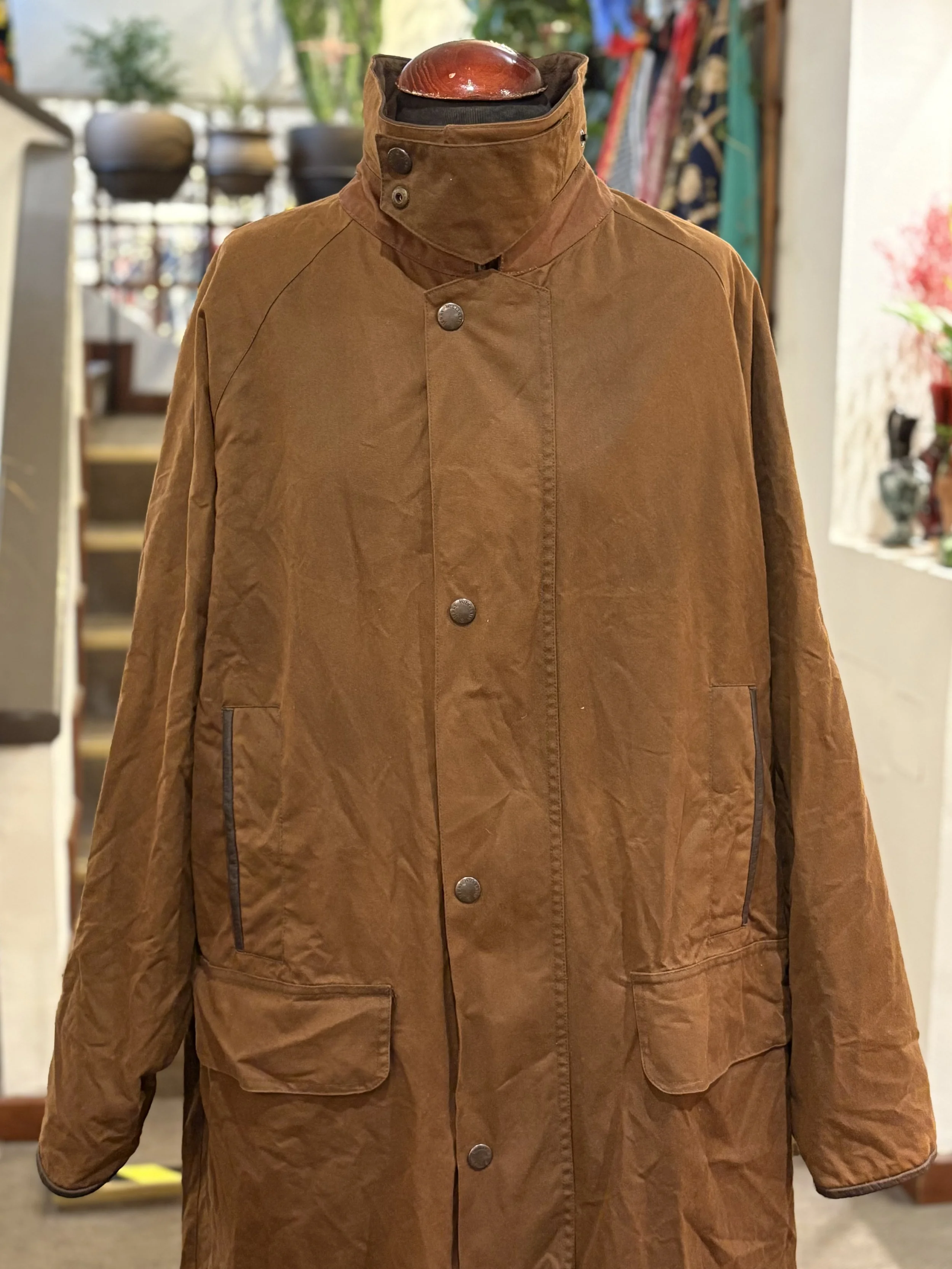 Chaqueta vintage larga encerada Jerry Williams años 90 marrón