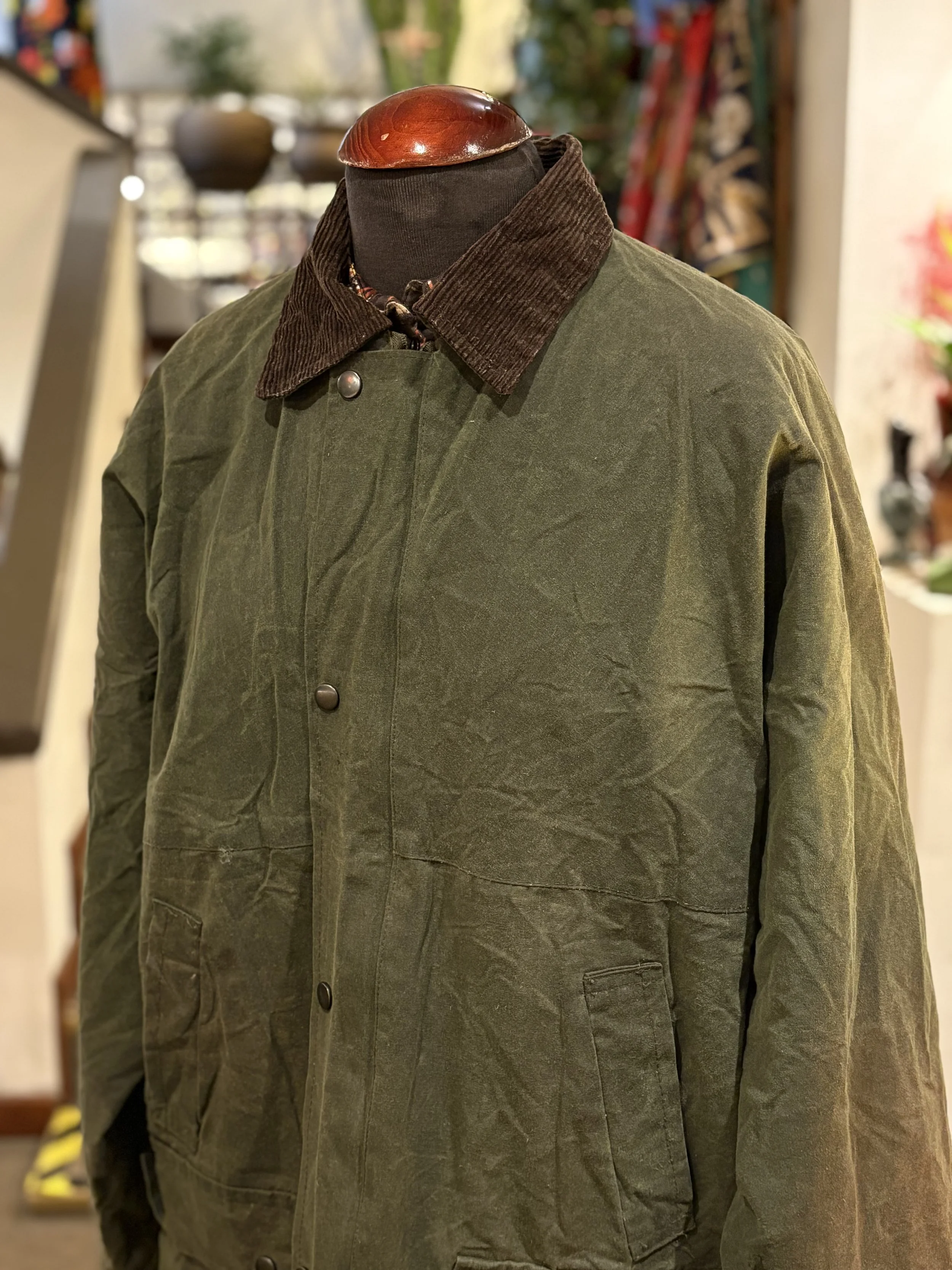Chaqueta vintage encerada años 90 verde oscuro wax coats