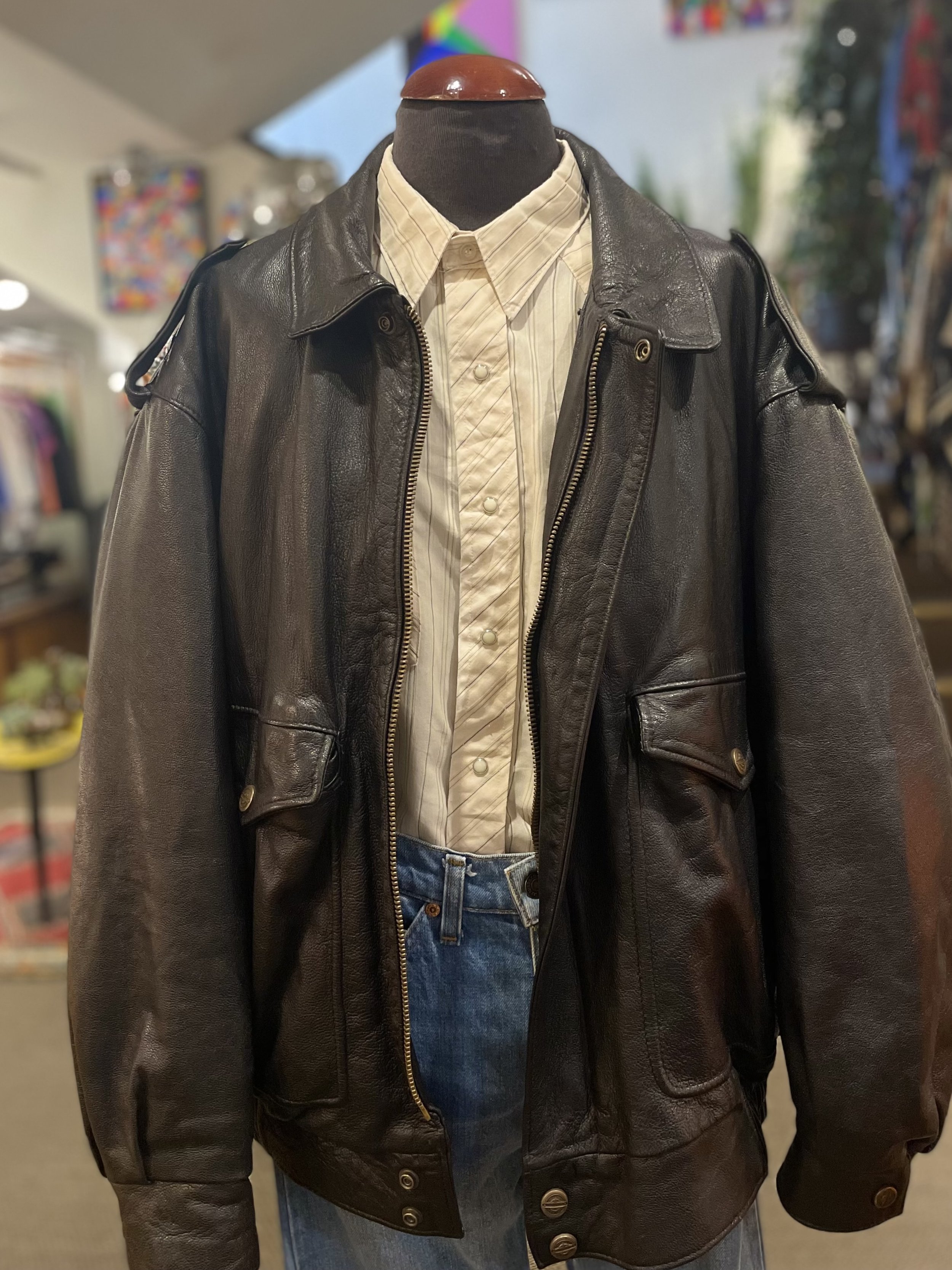 Chaqueta vintage de aviador piel italiana flight jacket