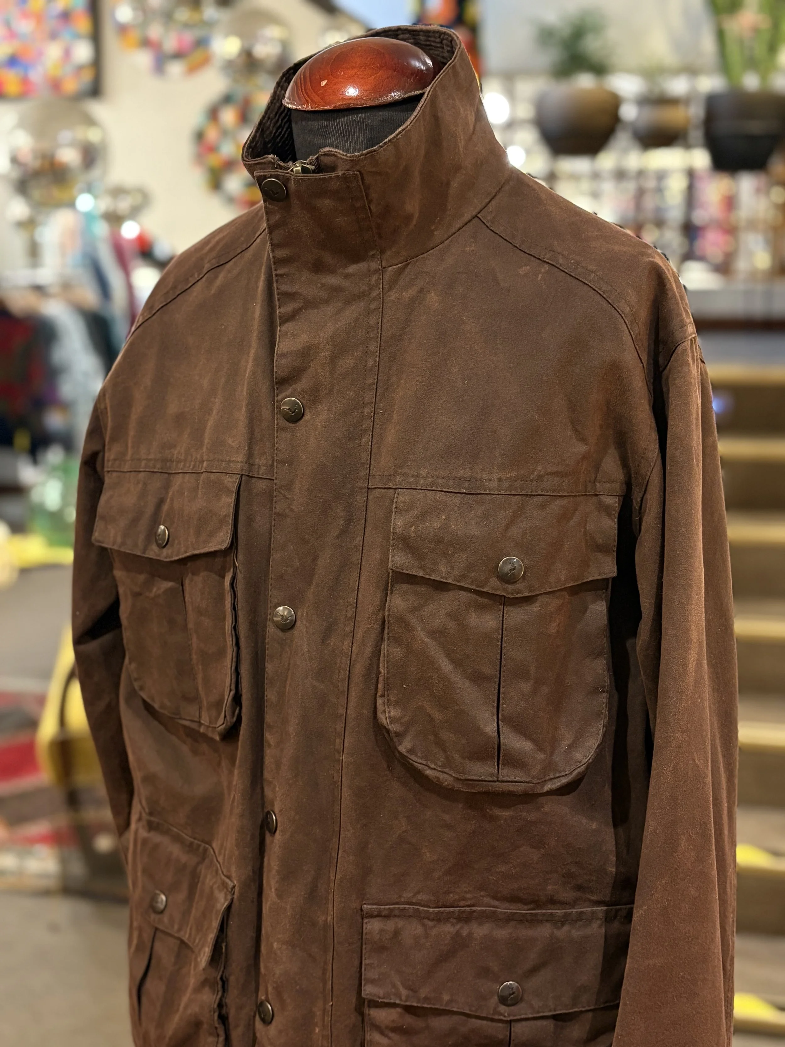 Chaqueta vintage encerada color marron años 2000 made in england
