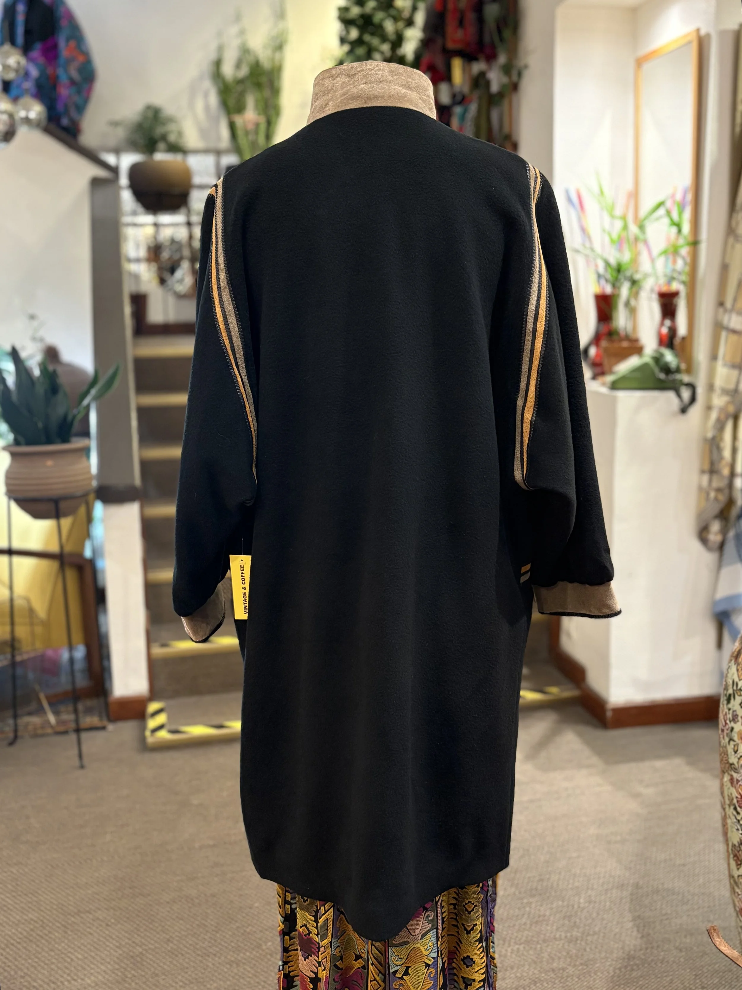 Abrigo vintage de Henri Barrau de cashmere y lana con piel de cordero made in france años 80