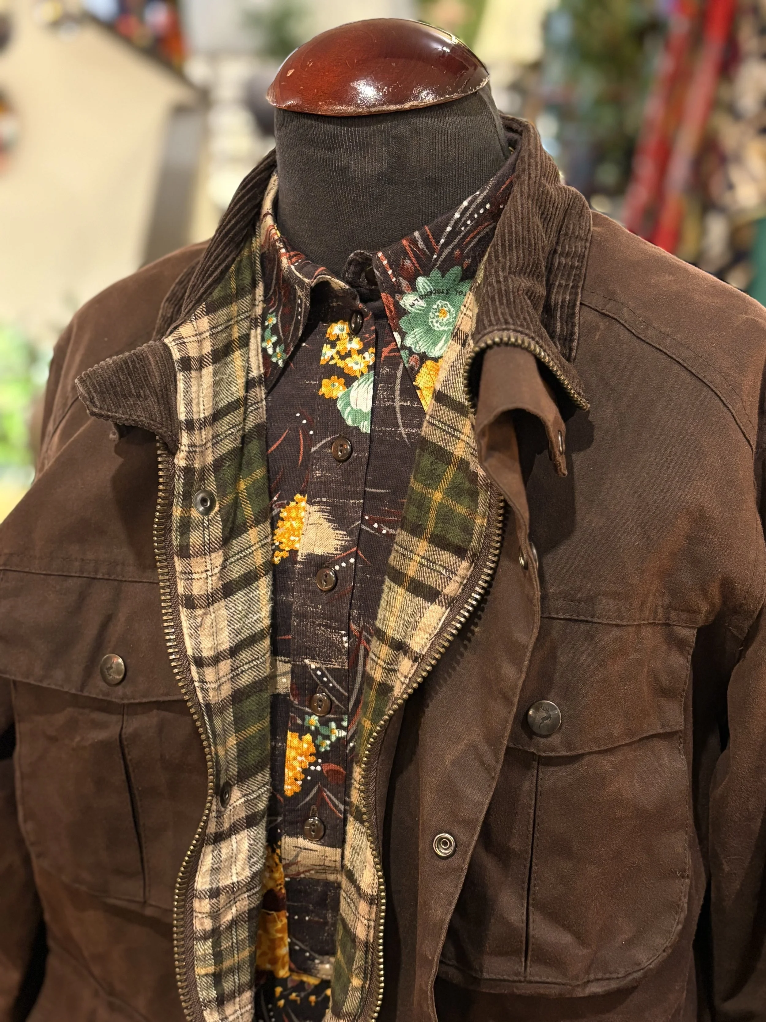 Chaqueta vintage encerada color marron años 2000 made in england