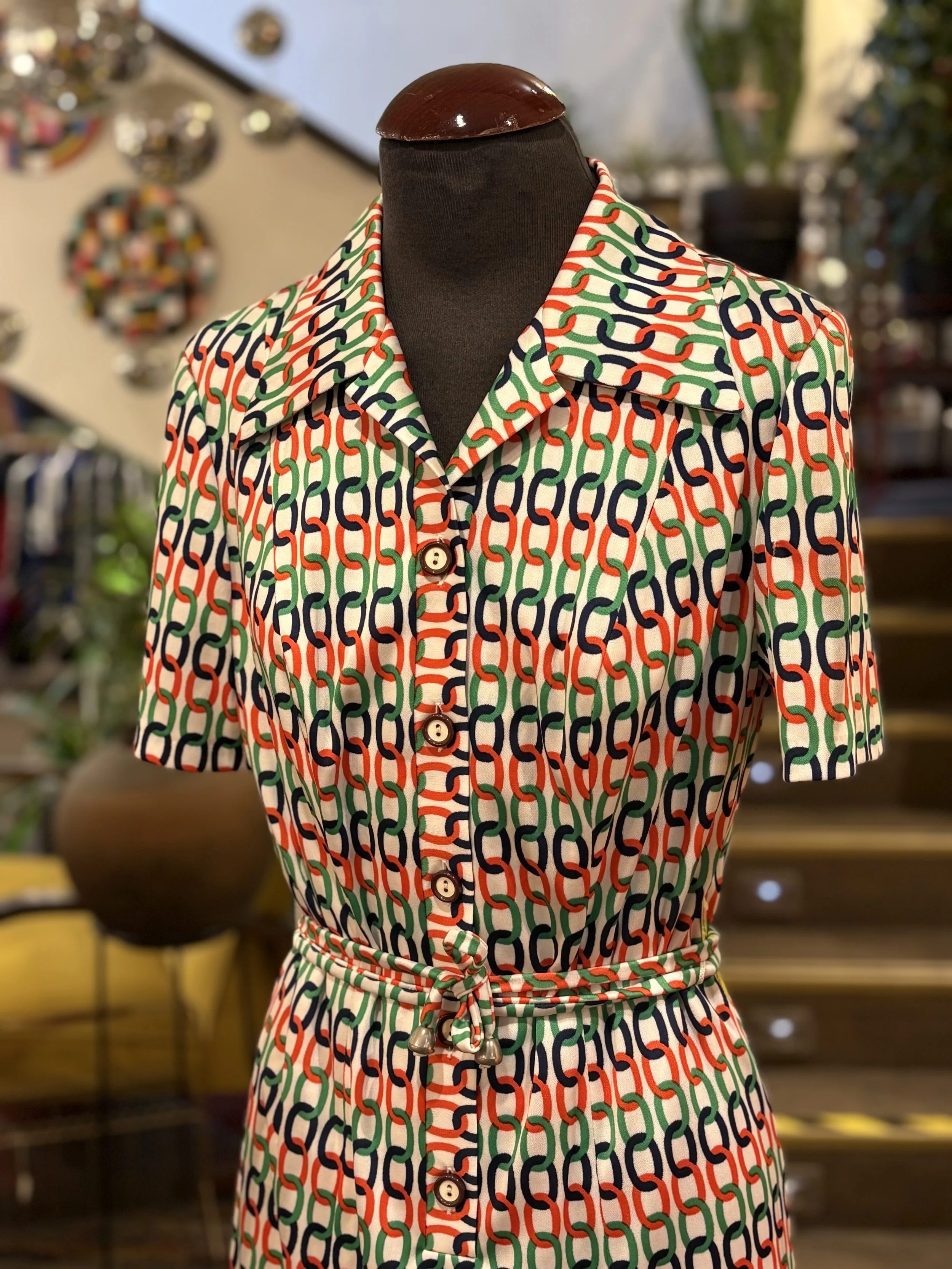 Vestido de los años 70 manga corta
