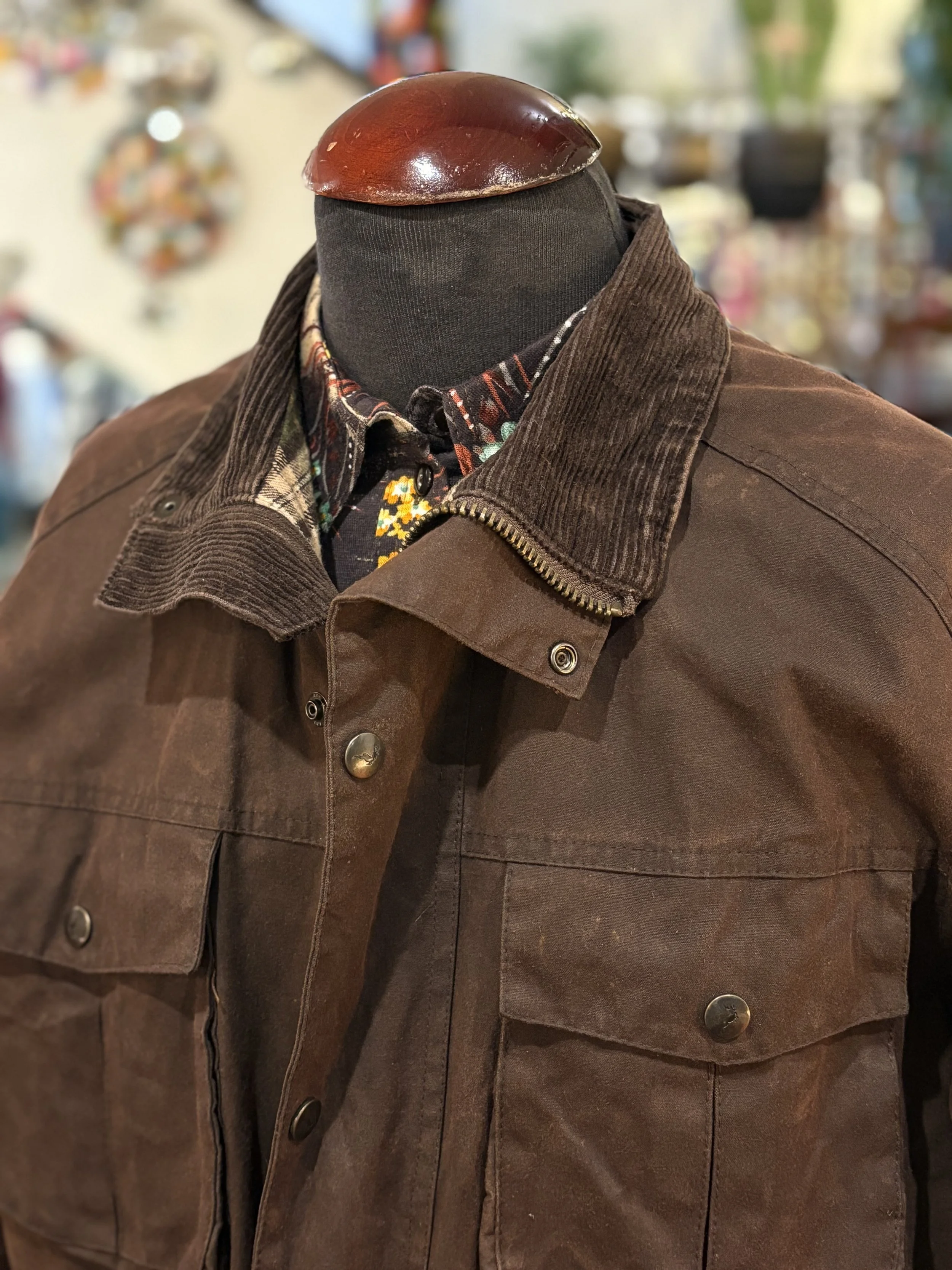 Chaqueta vintage encerada color marron años 2000 made in england