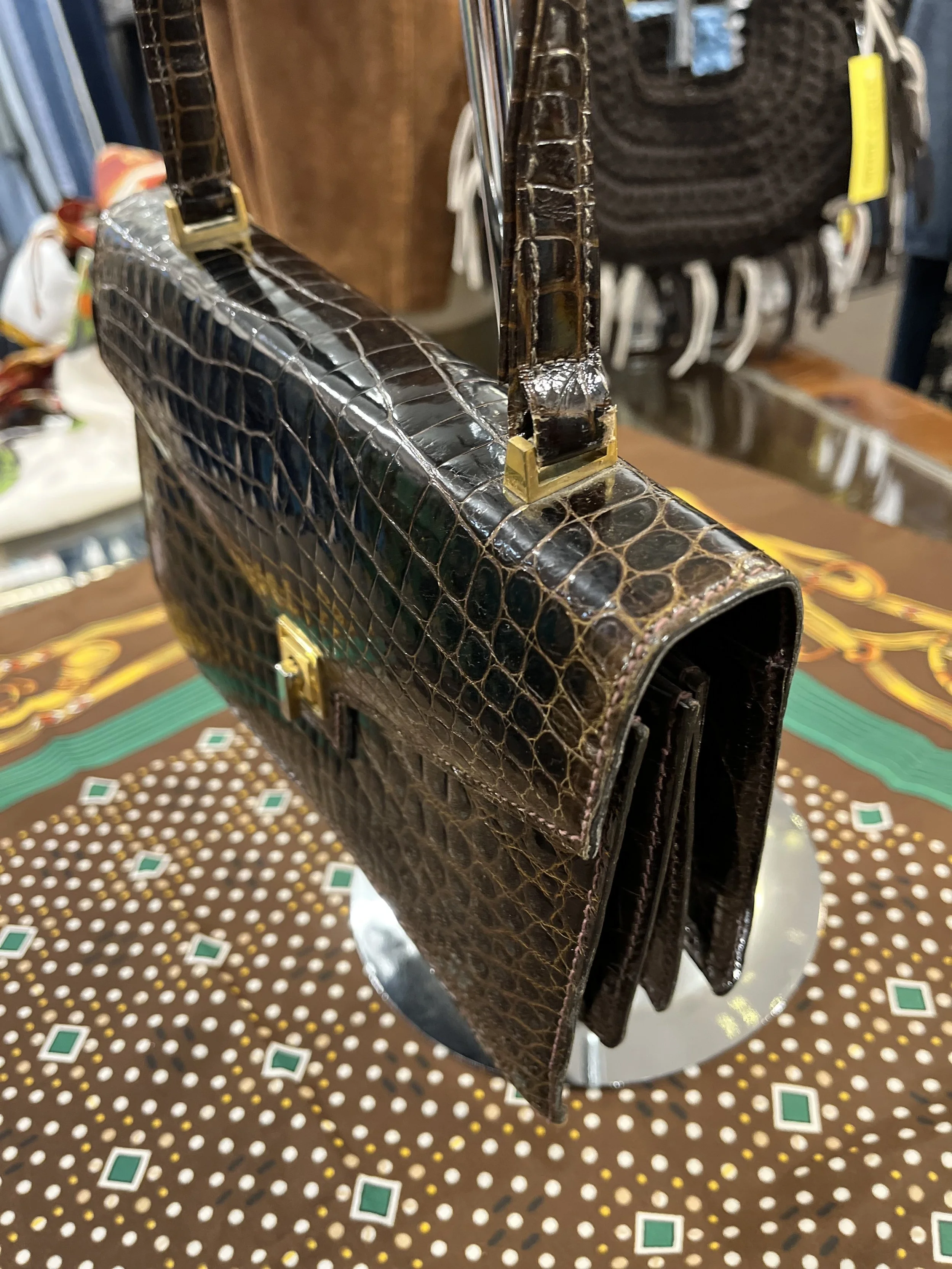 Bolso vintage de piel de cocodrilo made in france años 60