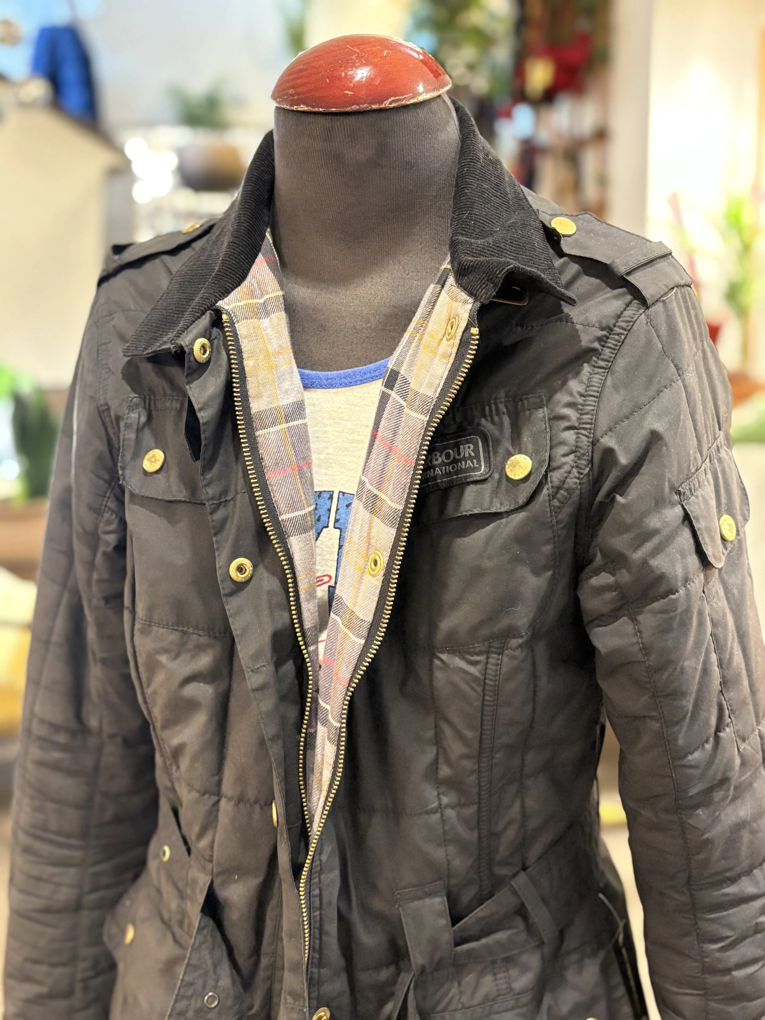 Barbour International wax jacket 100% algodón encerado para mujer
