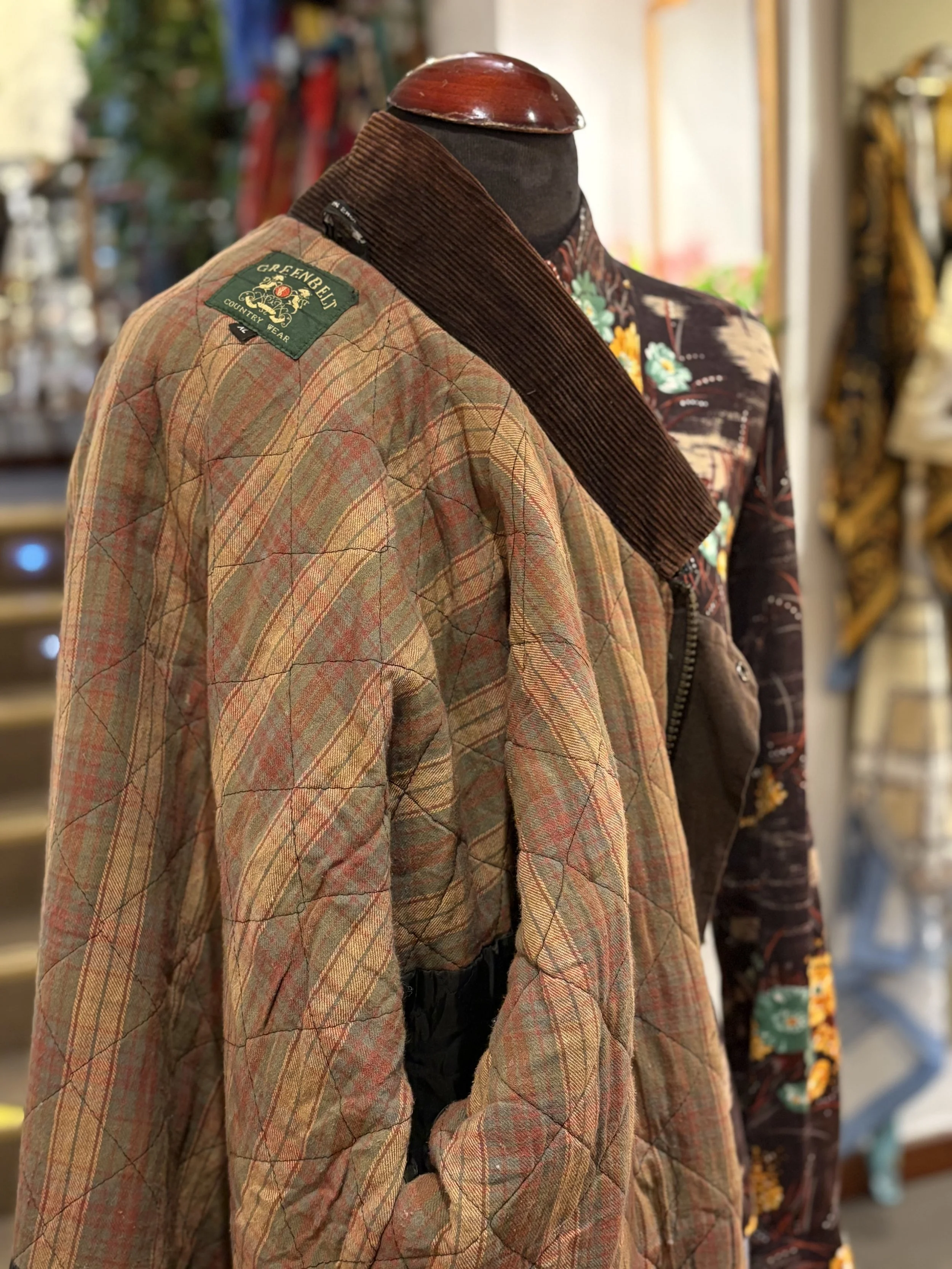 Chaqueta vintage encerada de Green Belt con capucha años 90 color marrón