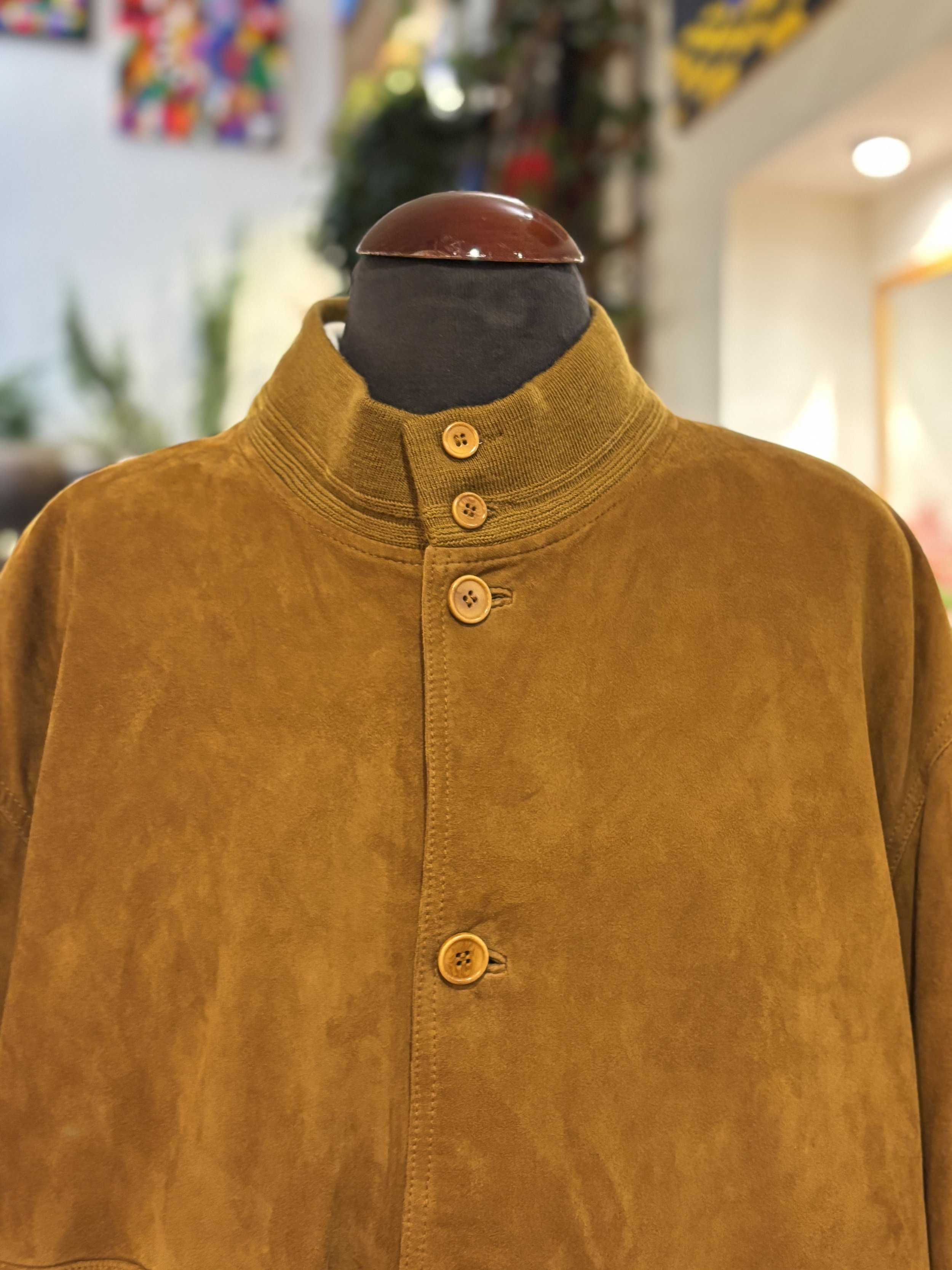 Chaqueta bomber vintage de piel de ante made in italy