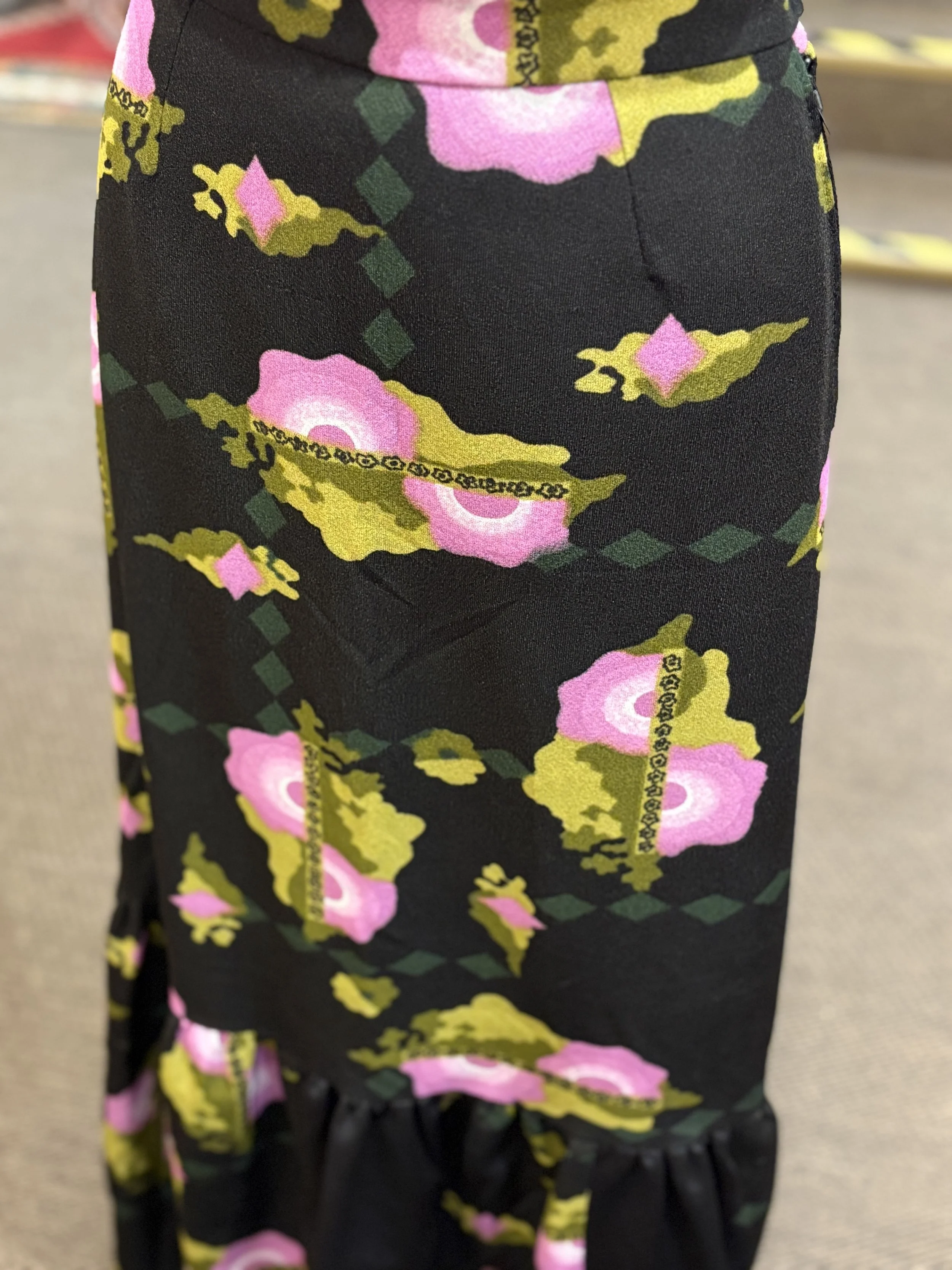 Falda vintage maxi años 70 estampado floral