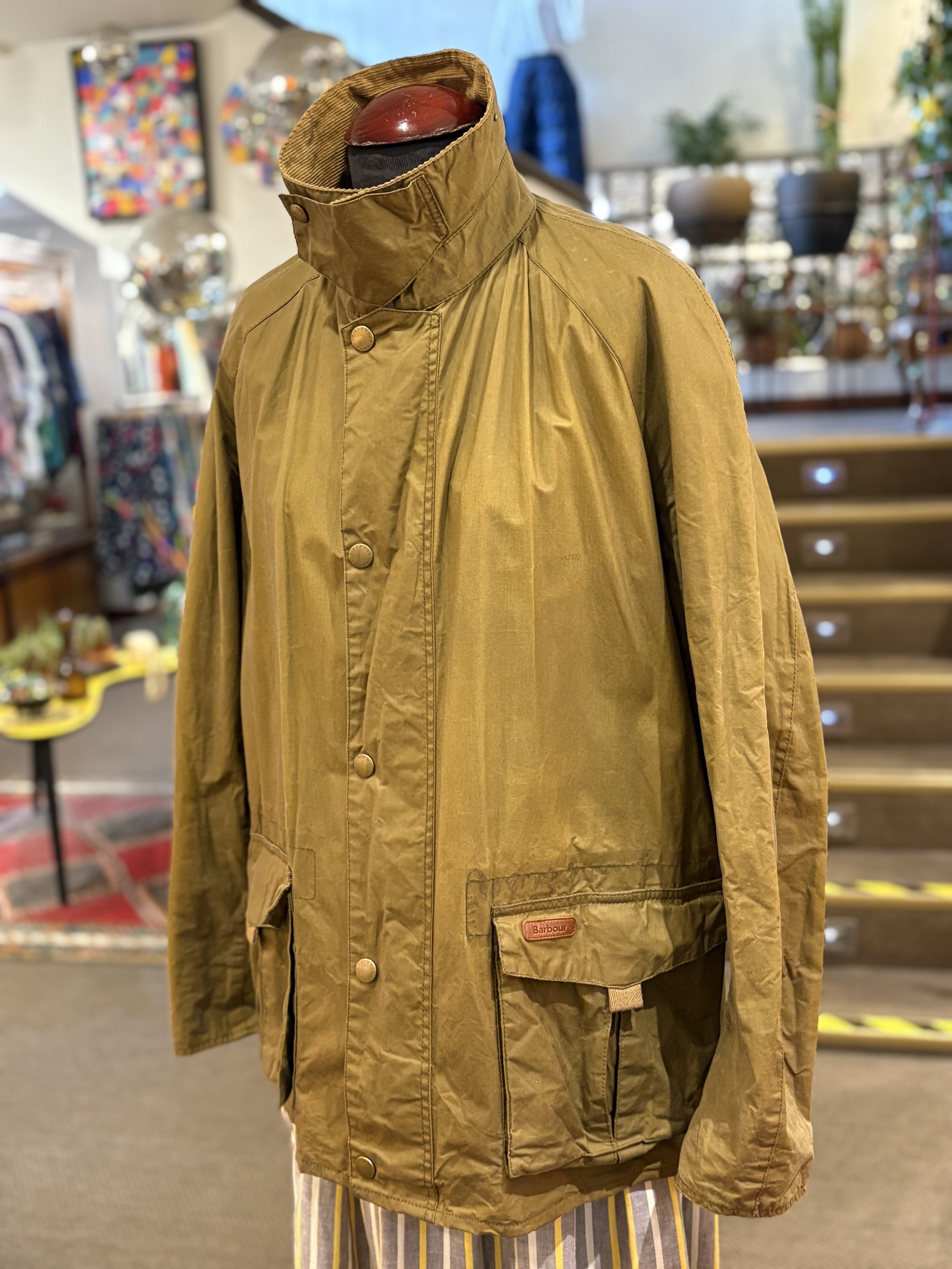 Barbour waxed jacket color kaki mostaza 100% algodón encerado