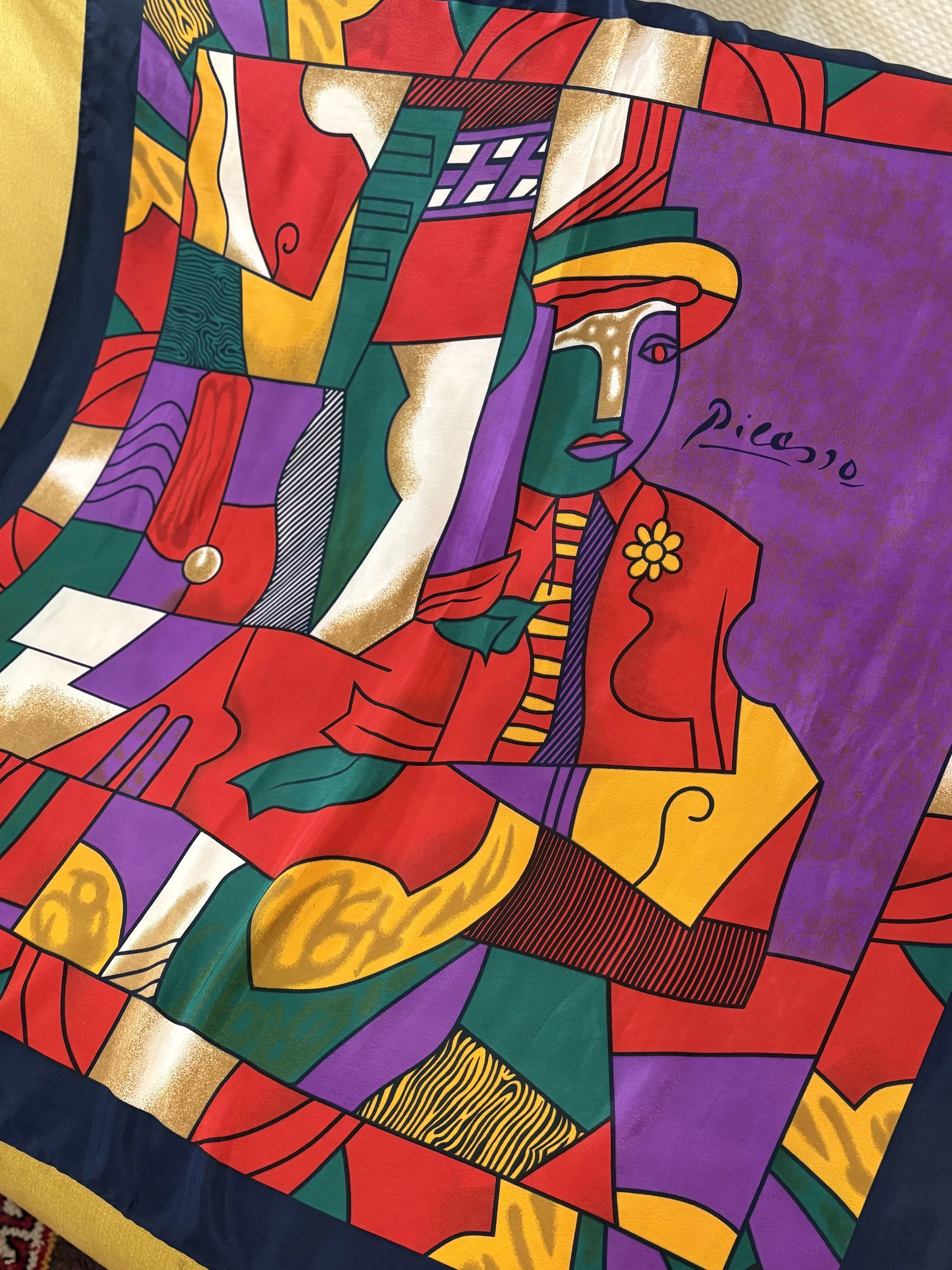 Pañuelo vintage de poliester de Picasso años 80