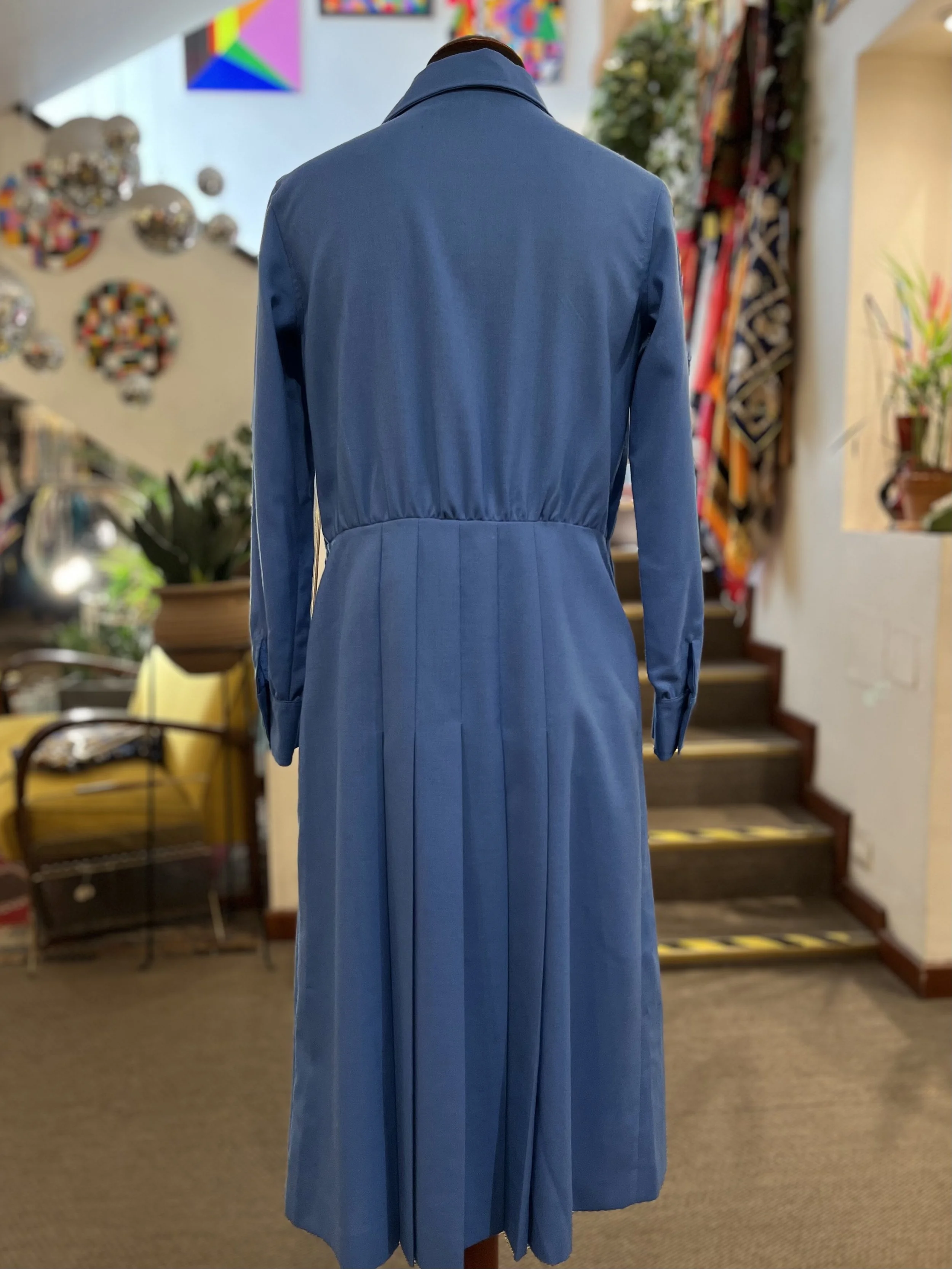 Vestido vintage azul años 70 made in italy
