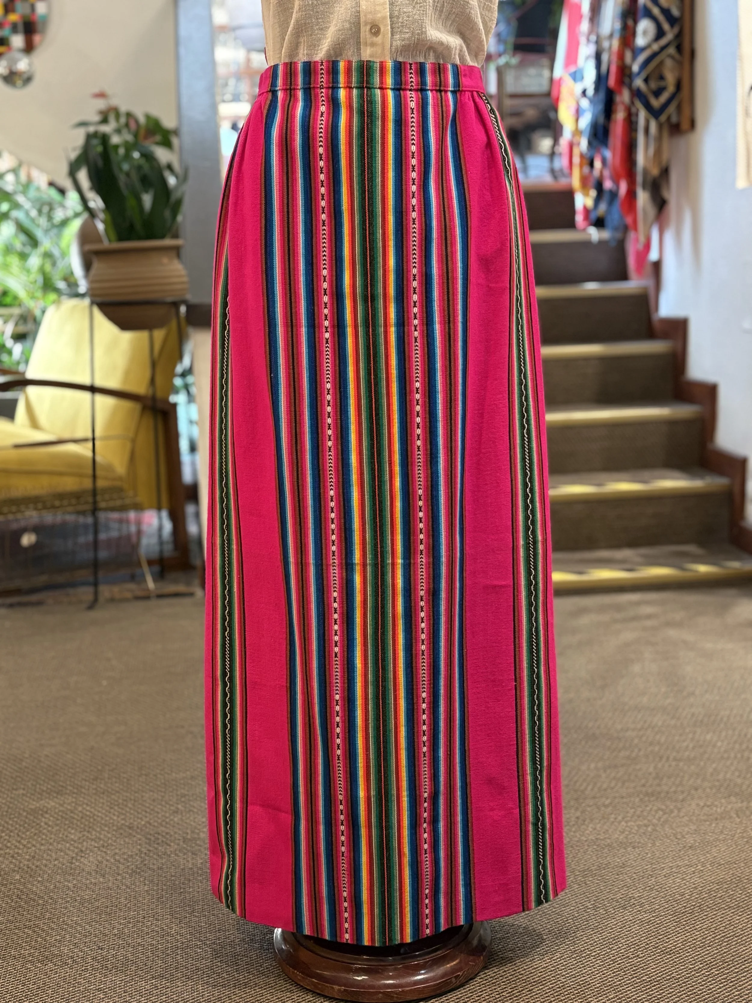 Falda maxi étnica rayas multicolor