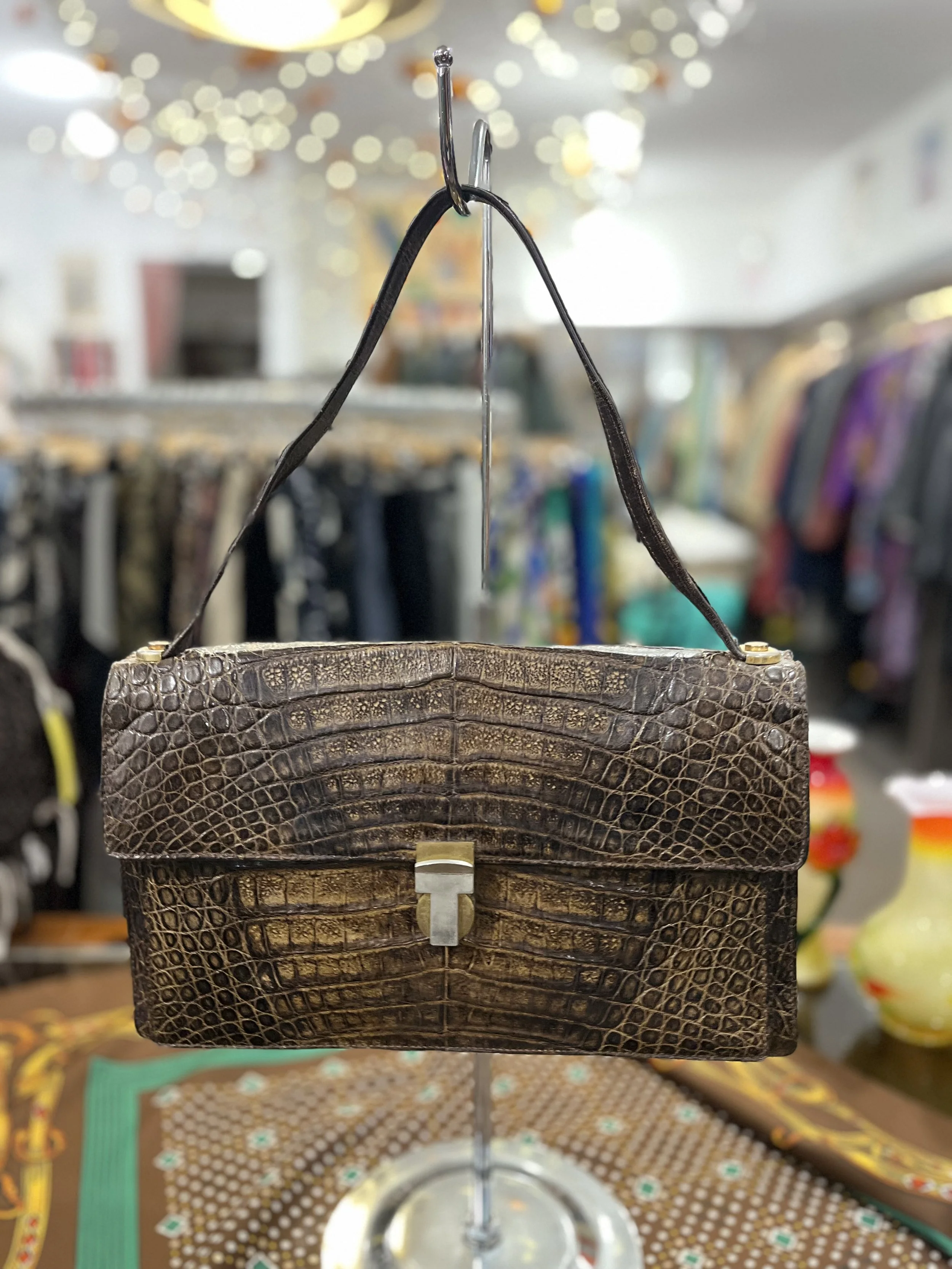 Bolso vintage de piel de cocodrilo años 80