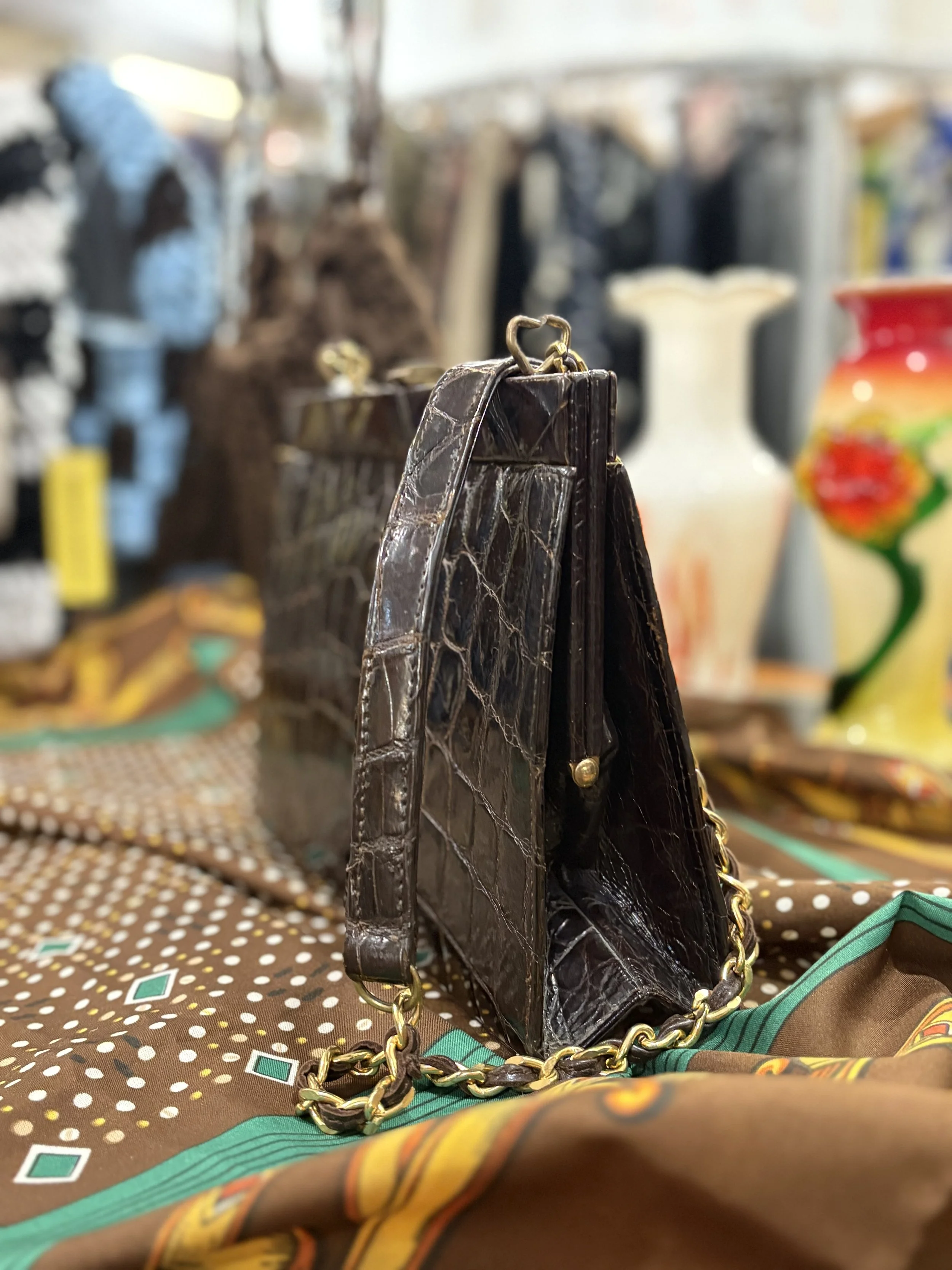 Bolso vintage de piel de cocodrilo años 50/60