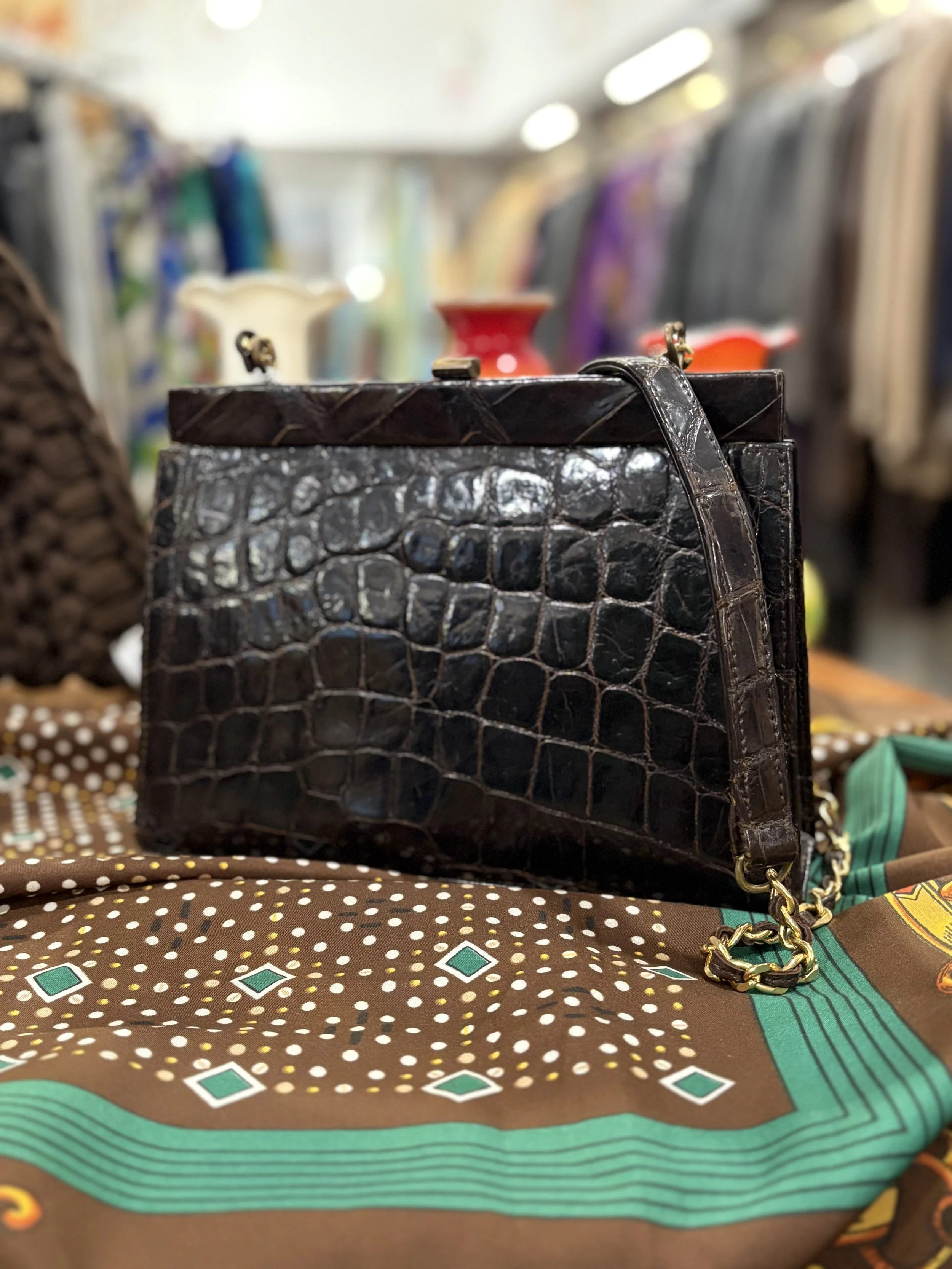 Bolso vintage de piel de cocodrilo años 50/60