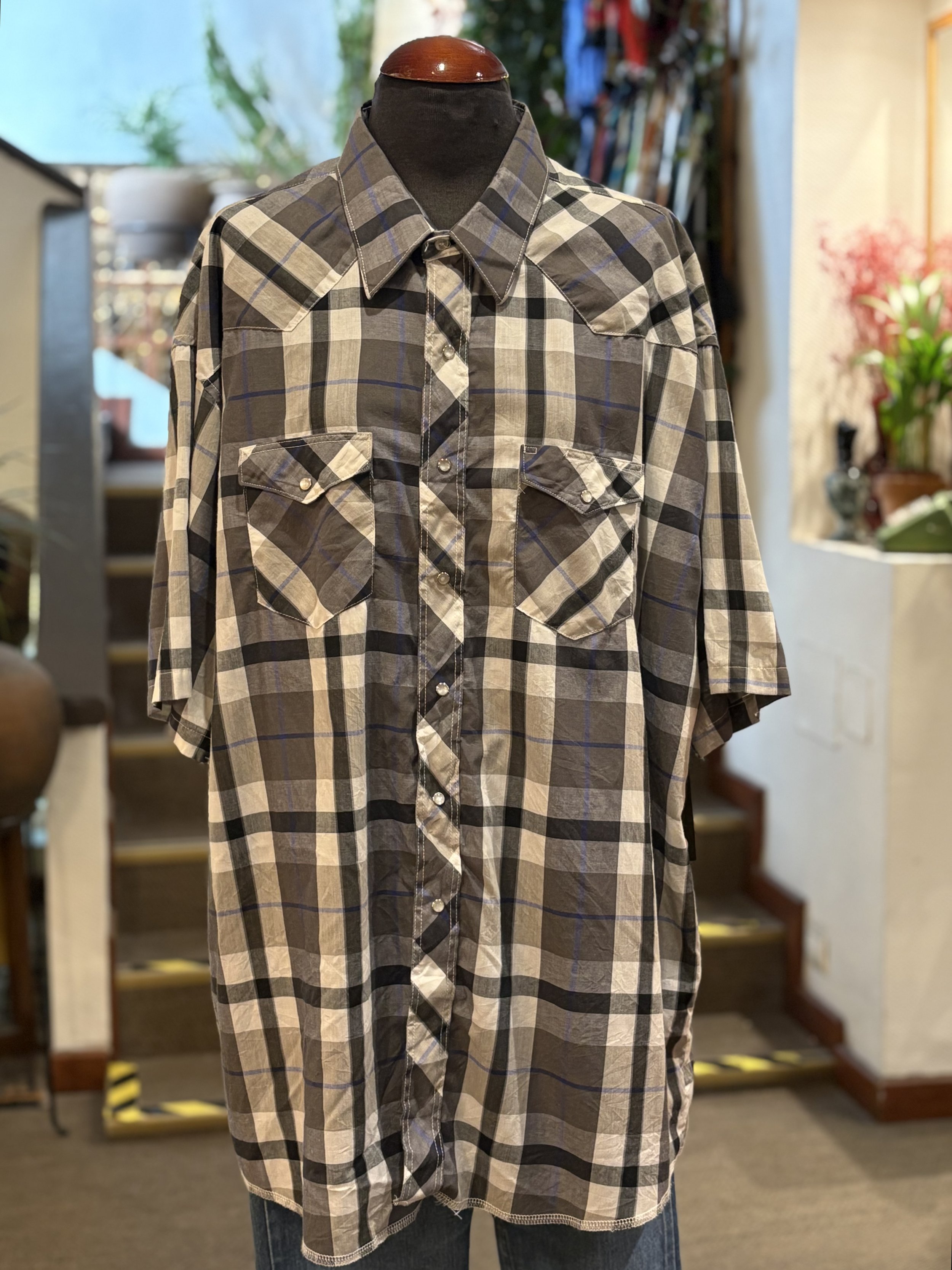 Camisa vintage western corte cowboy Wrangler manga corta
