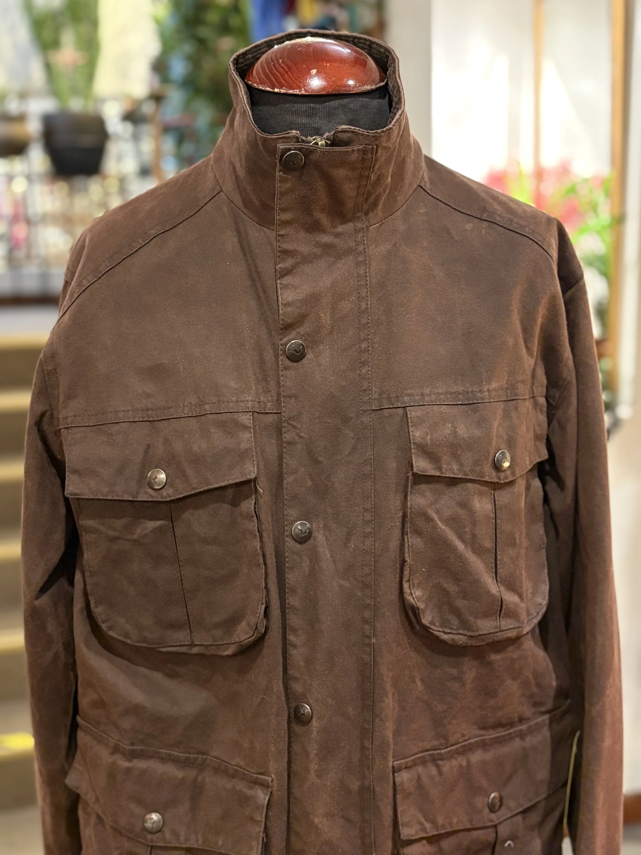 Chaqueta vintage encerada color marron años 2000 made in england