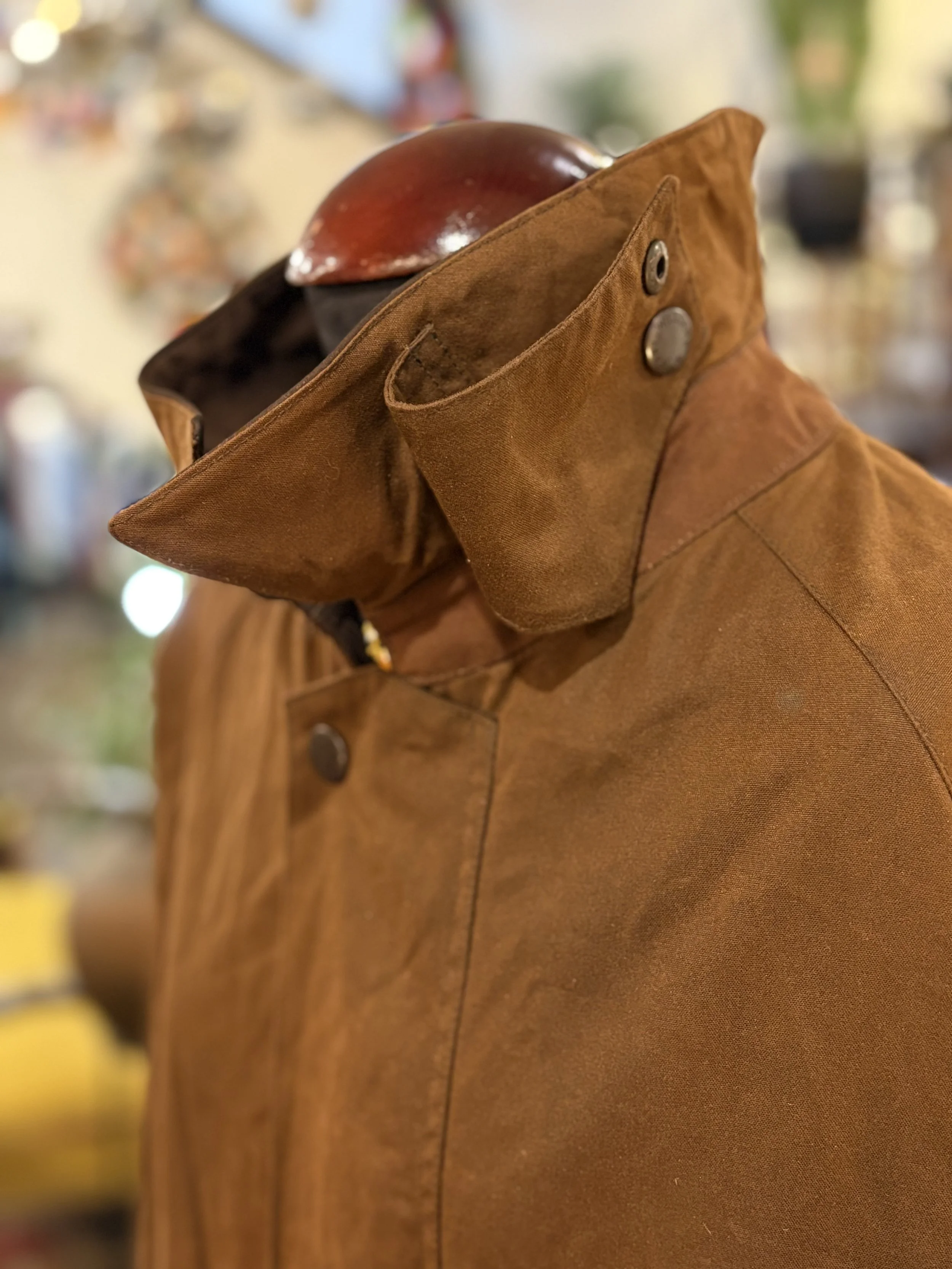 Chaqueta vintage larga encerada Jerry Williams años 90 marrón