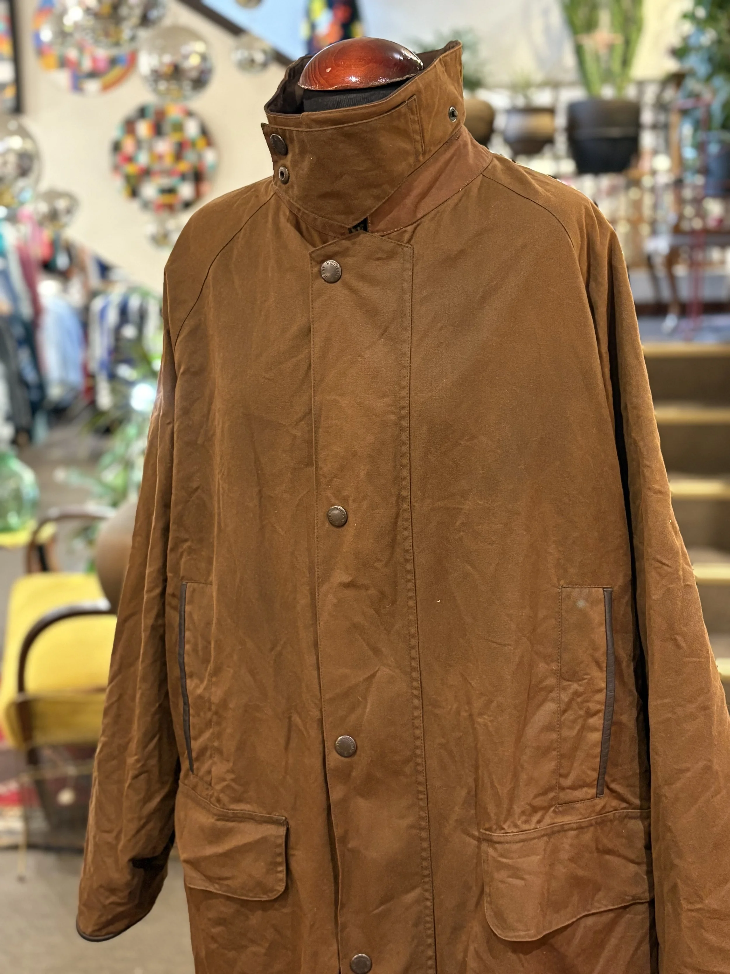 Chaqueta vintage larga encerada Jerry Williams años 90 marrón