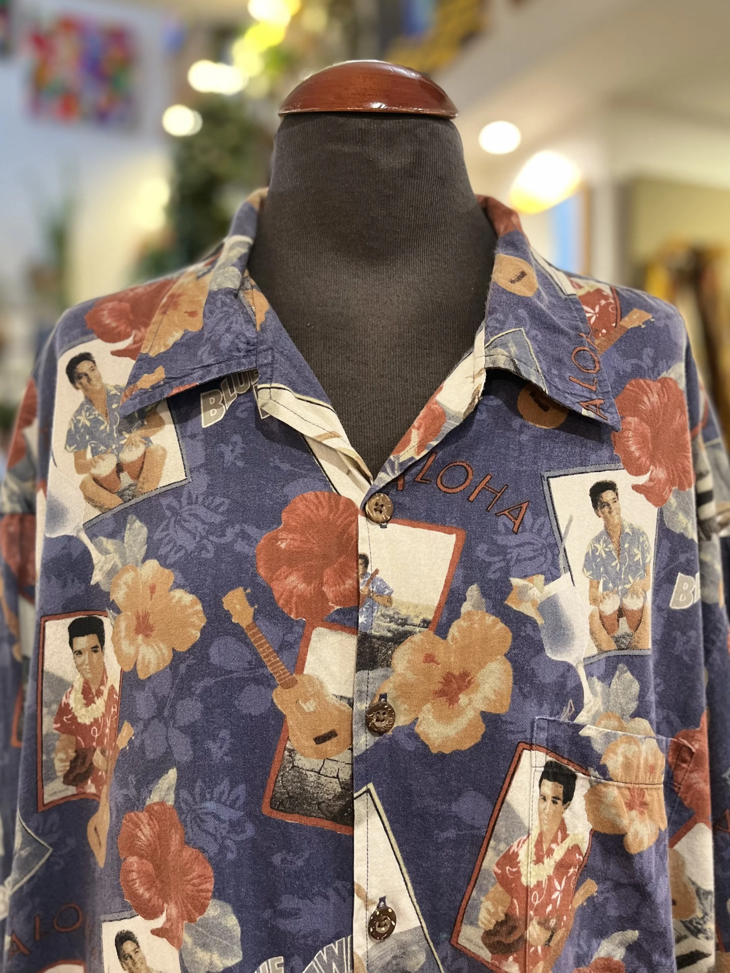 Camisa hawaiana vintage de manga corta años 90 Elvis Presley