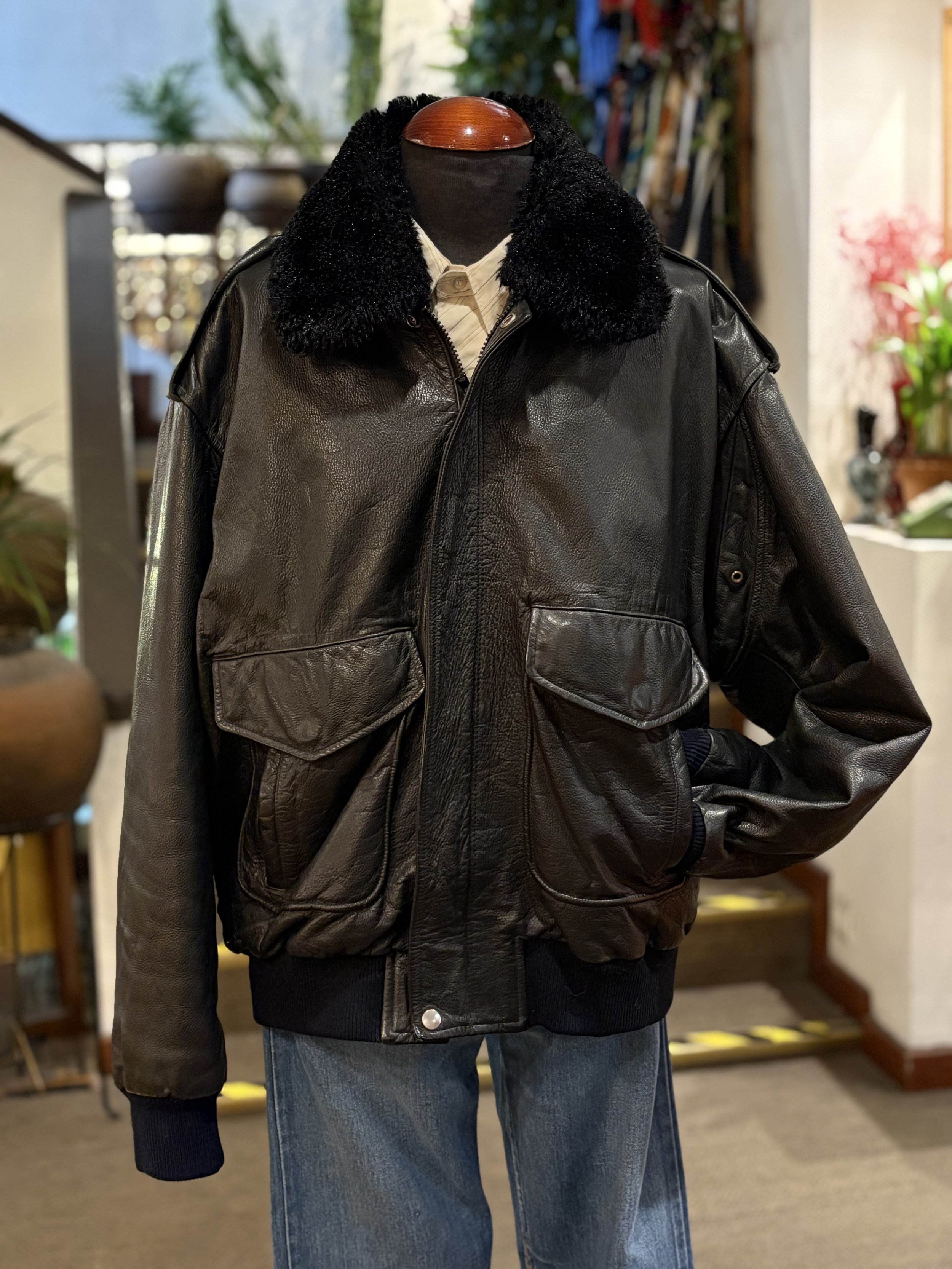 Chaqueta vintage de piel de aviador flight jacket piel italiana