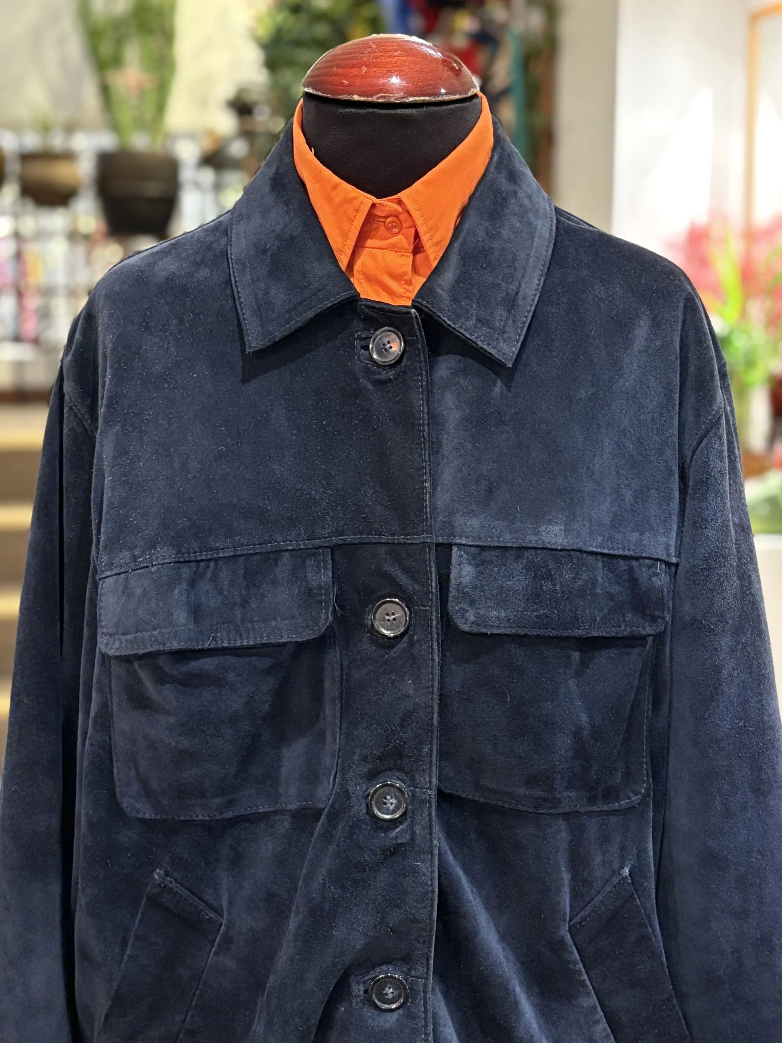 Chaqueta vintage de ante color azul noche años 80/90 made in italy suede jacket night blue