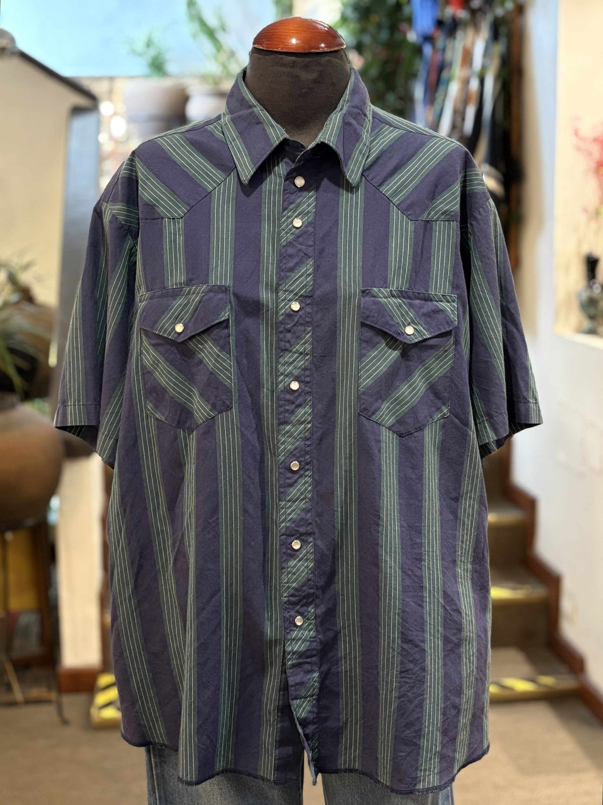 Camisa vintage western corte cowboy Wrangler manga corta