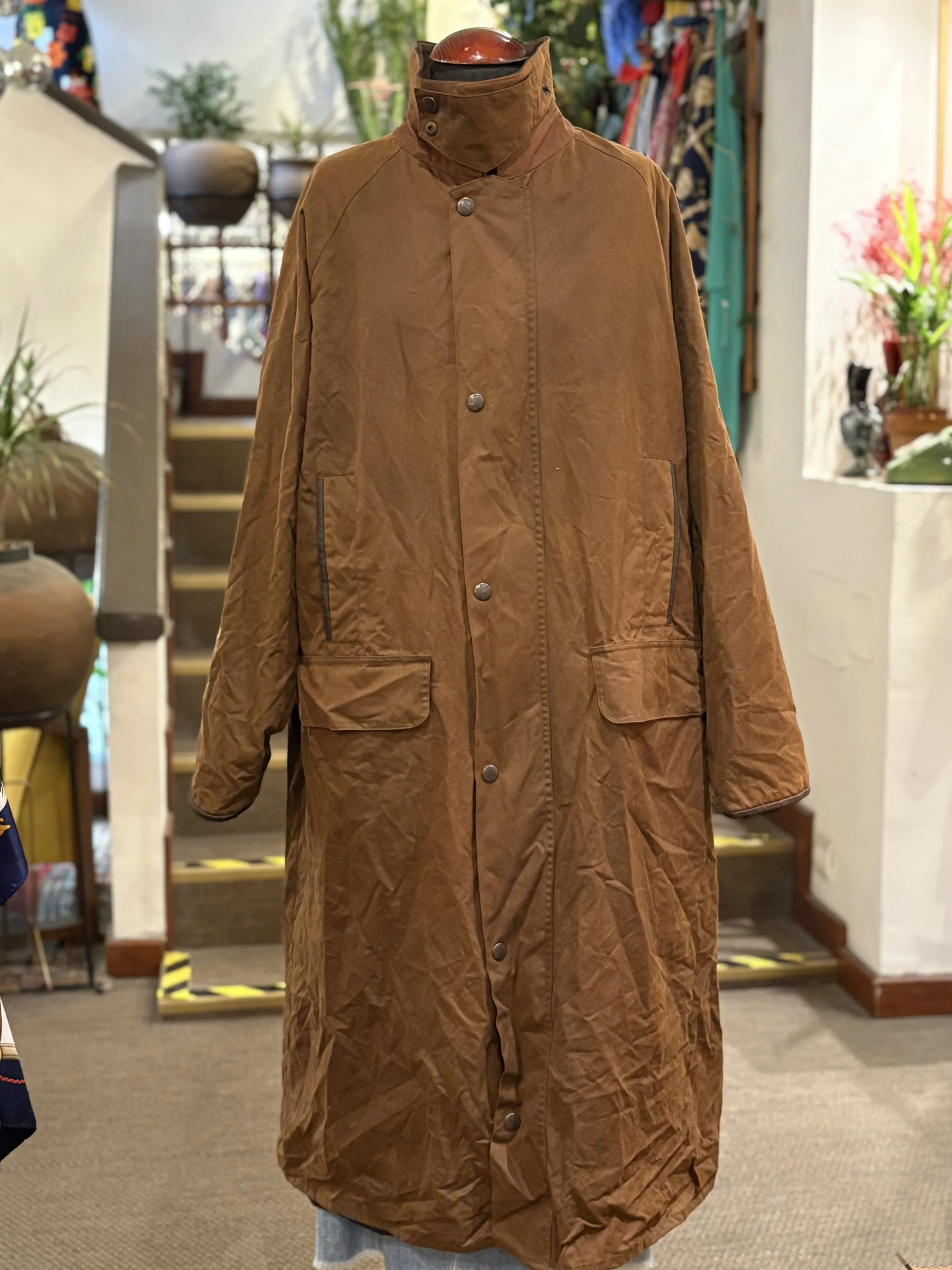 Chaqueta vintage larga encerada Jerry Williams años 90 marrón