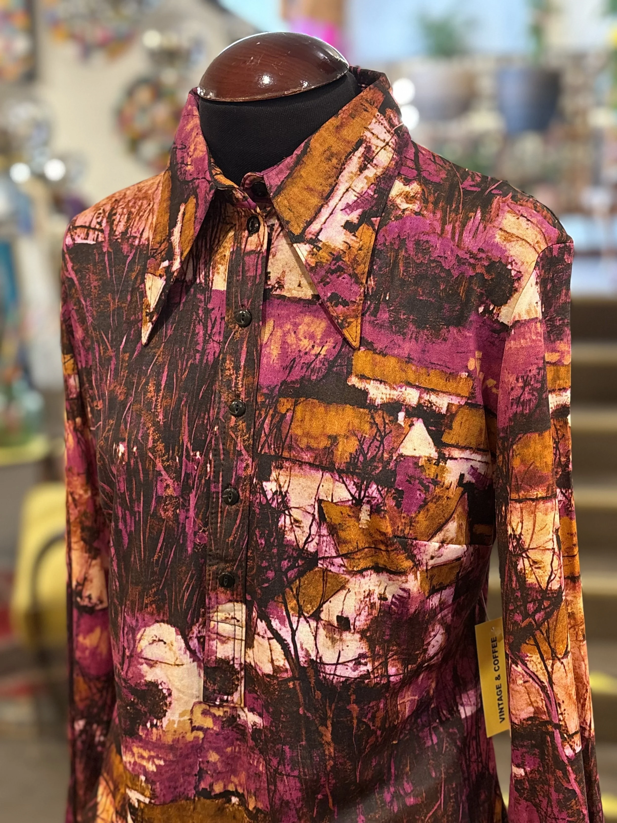 Camisa vintage tipo polo TGL STOCKHOLM años 70 manga larga made in finland vintage shirts