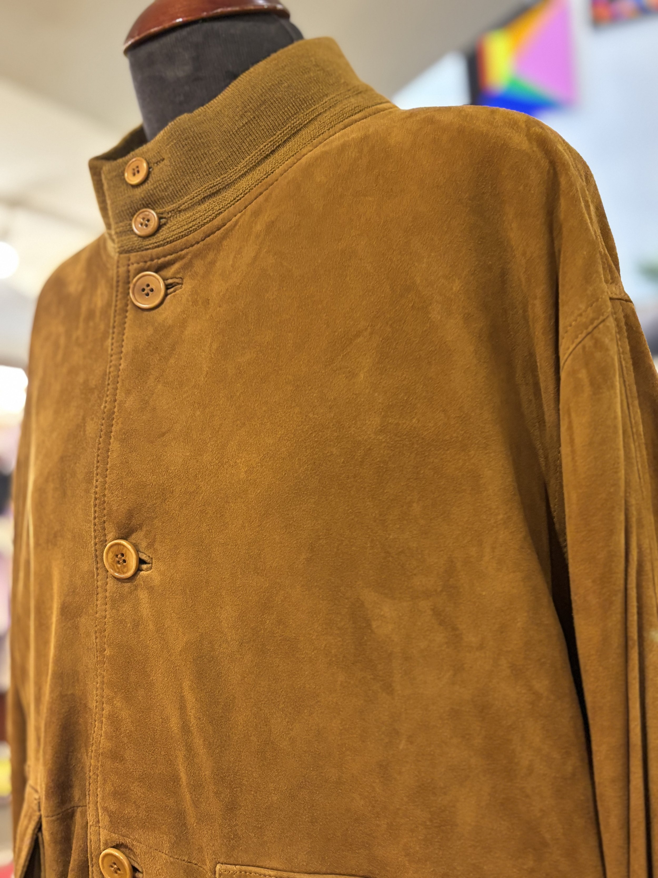 Chaqueta bomber vintage de piel de ante made in italy