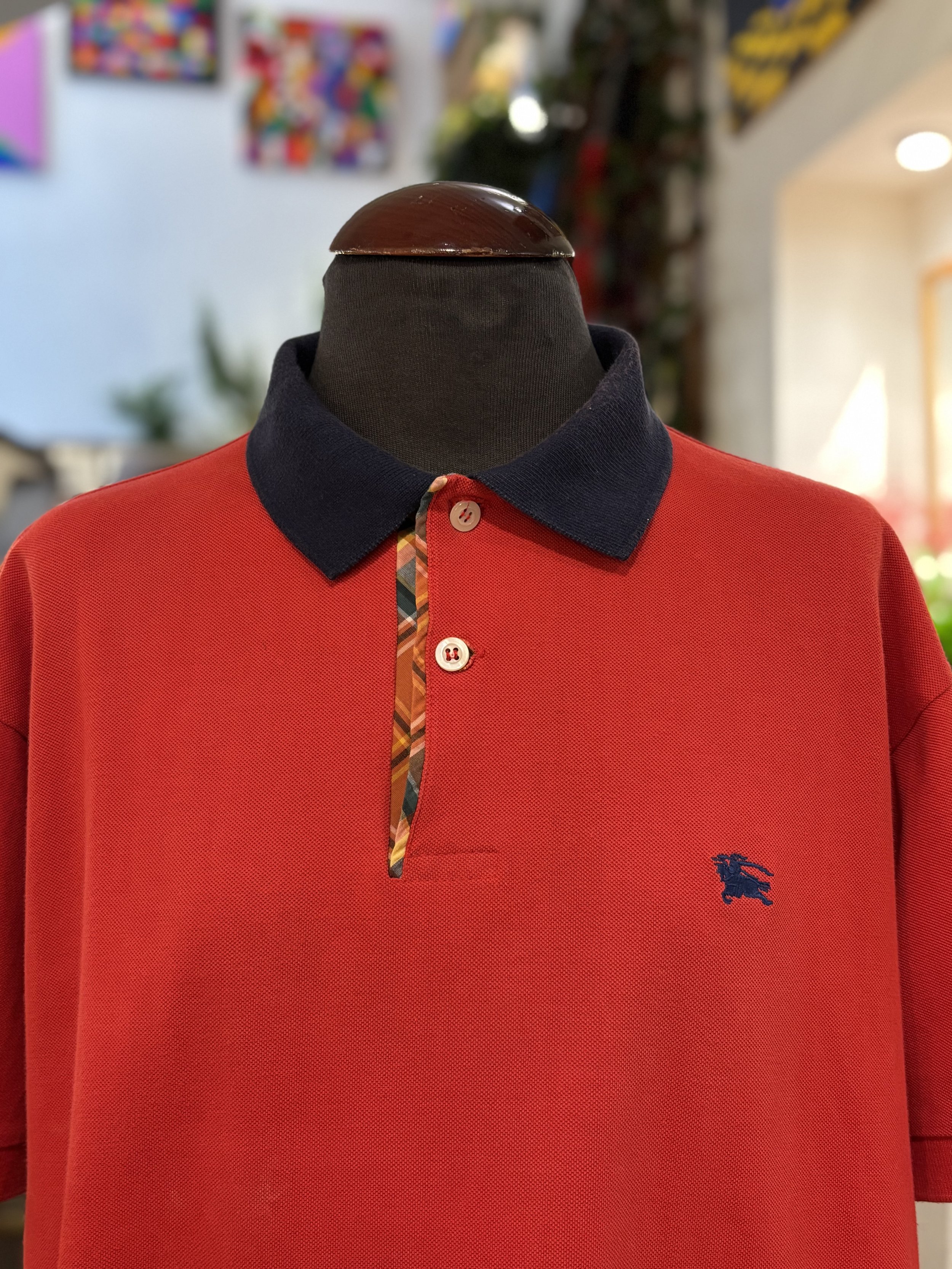 Polo vintage de Burberrys color rojo y azul marino