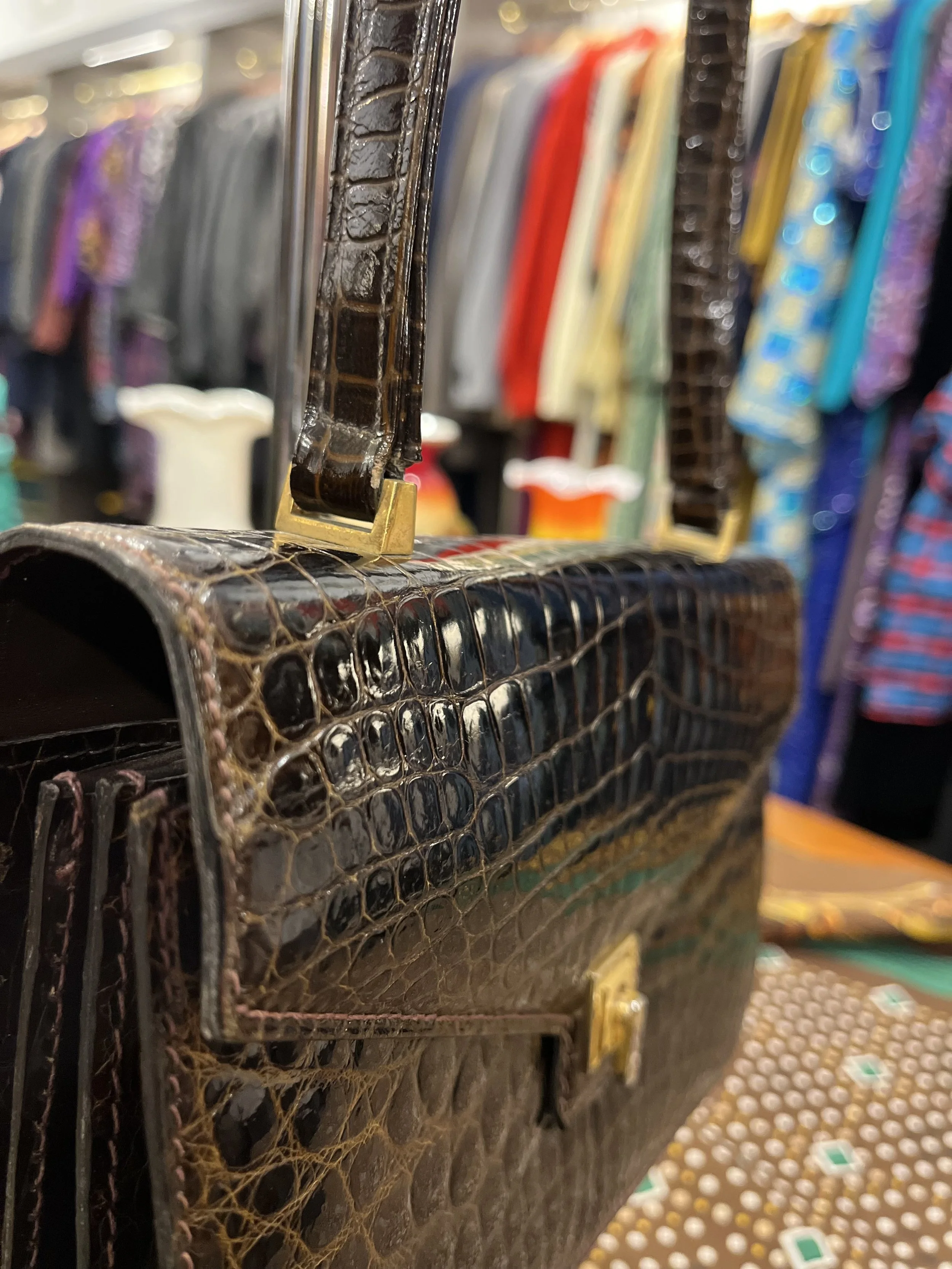 Bolso vintage de piel de cocodrilo made in france años 60