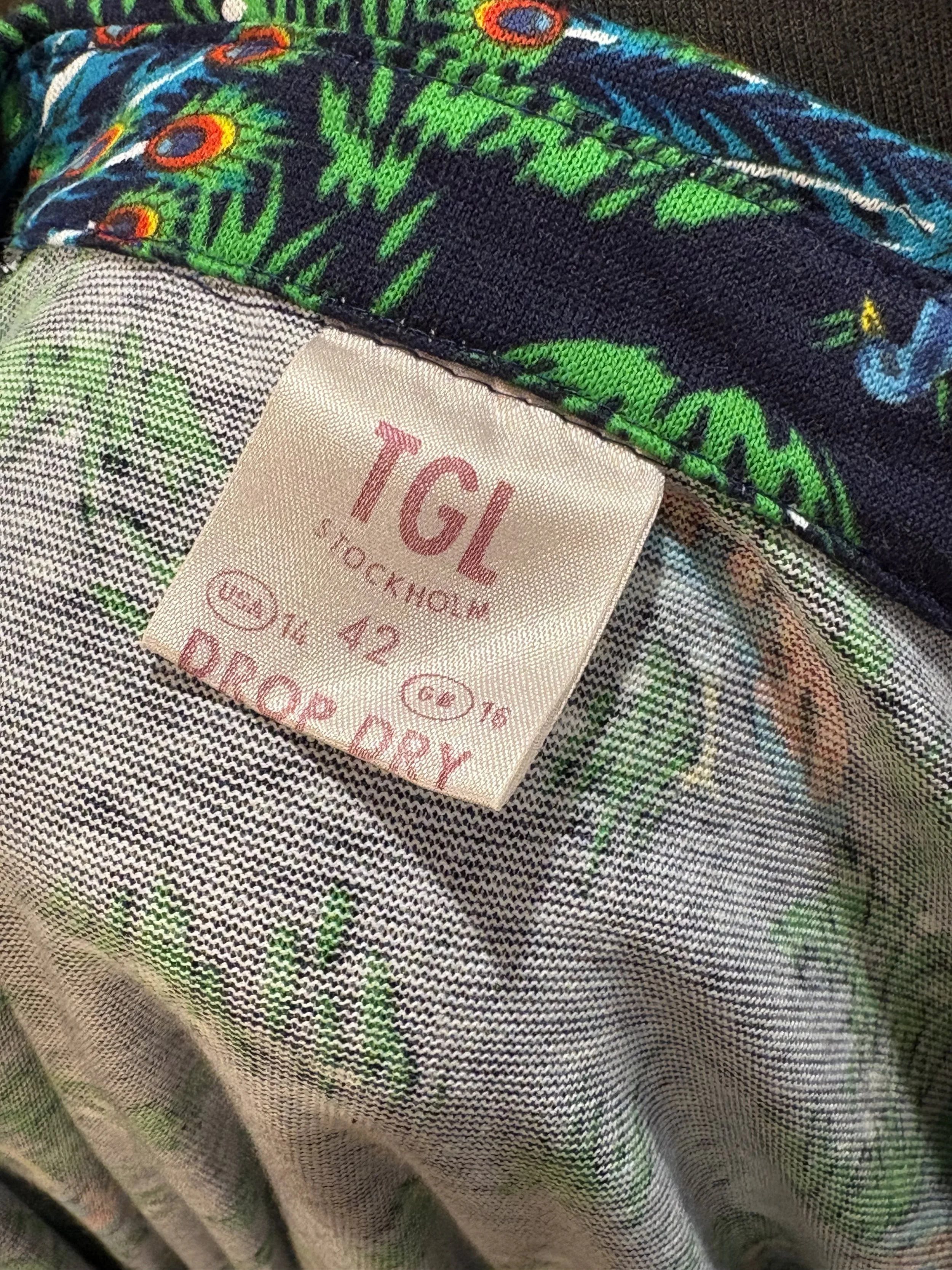 Camisa polera vintage TGL Stockholm años 70 estampado multicolor