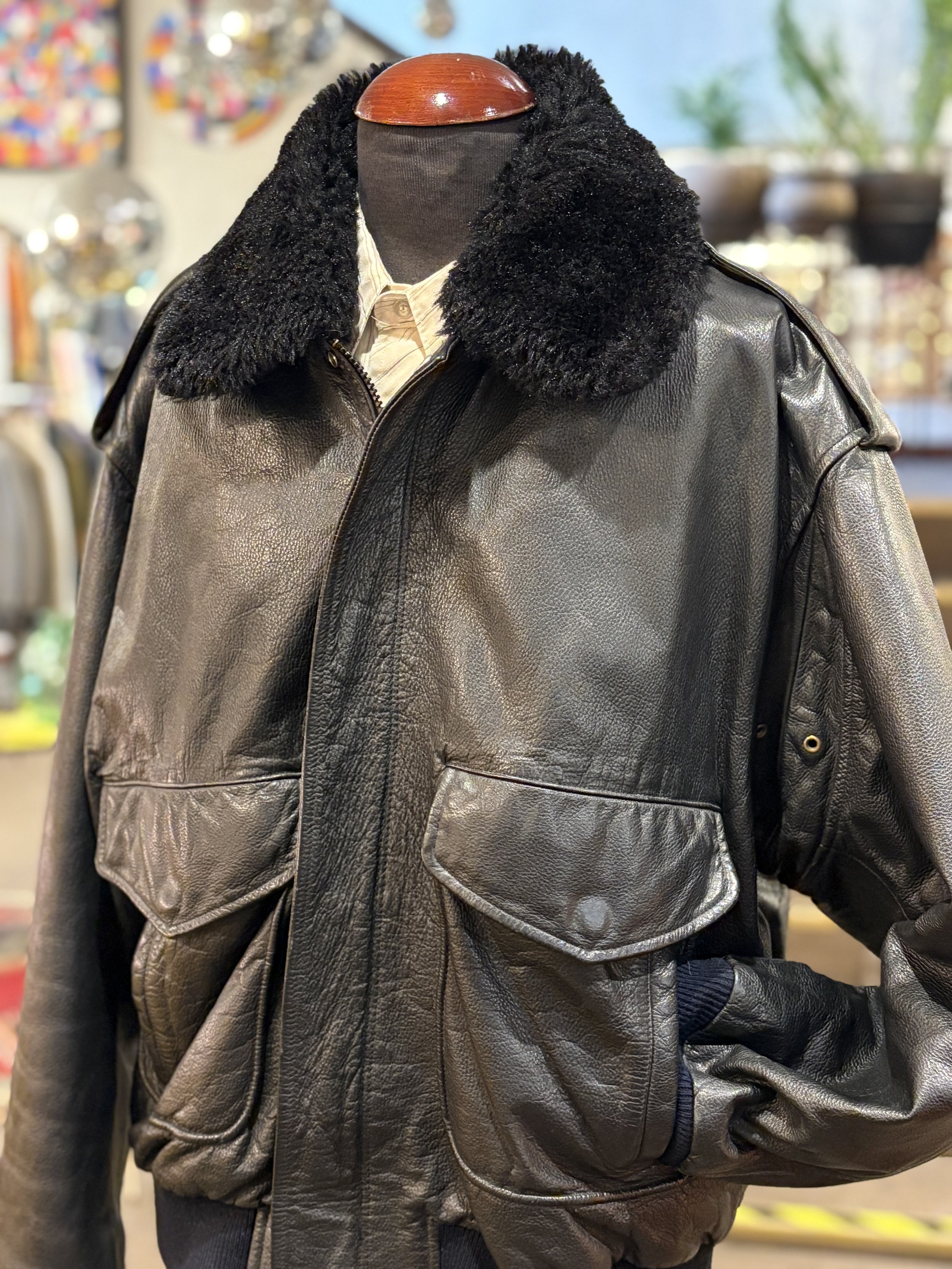 Chaqueta vintage de piel de aviador flight jacket piel italiana