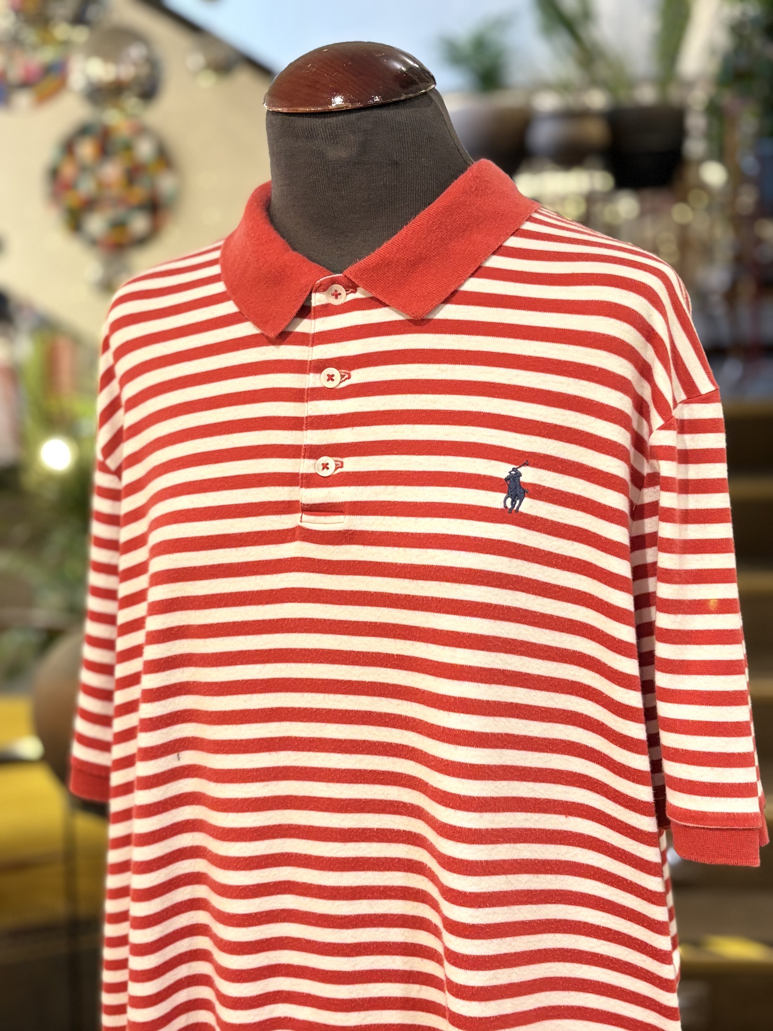 Polo vintage de Ralph Lauren rayas blancas y rojas