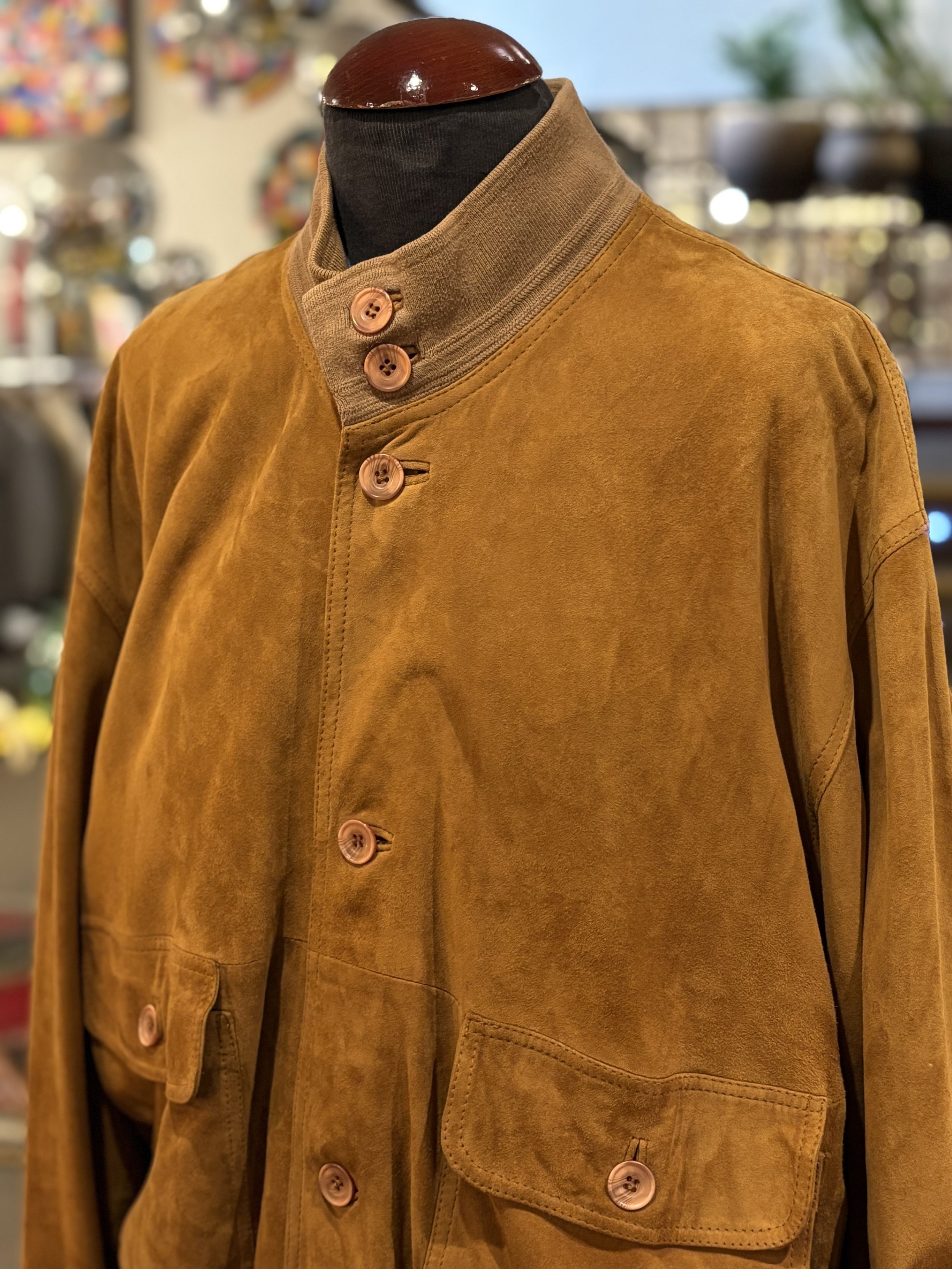 Chaqueta vintage artesana de ante sude jacket vintage cierre de botones