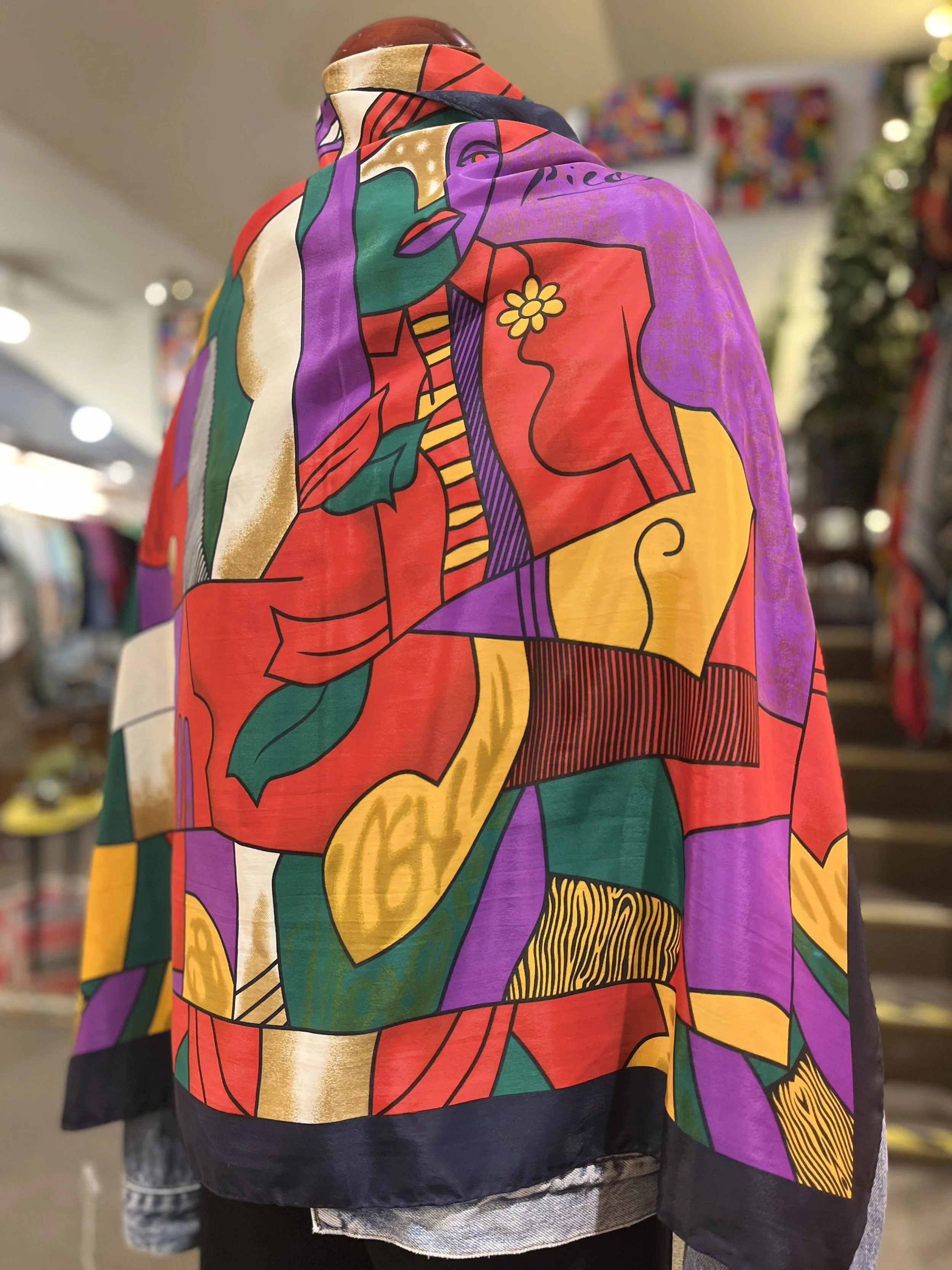 Pañuelo vintage de poliester de Picasso años 80