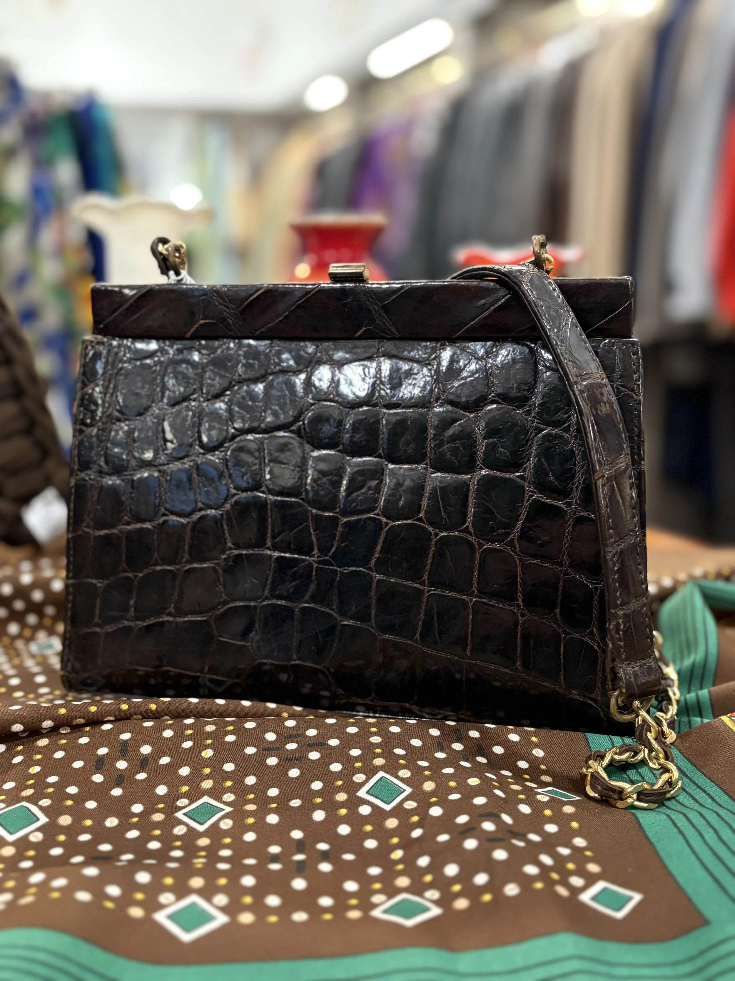 Bolso vintage de piel de cocodrilo años 50/60
