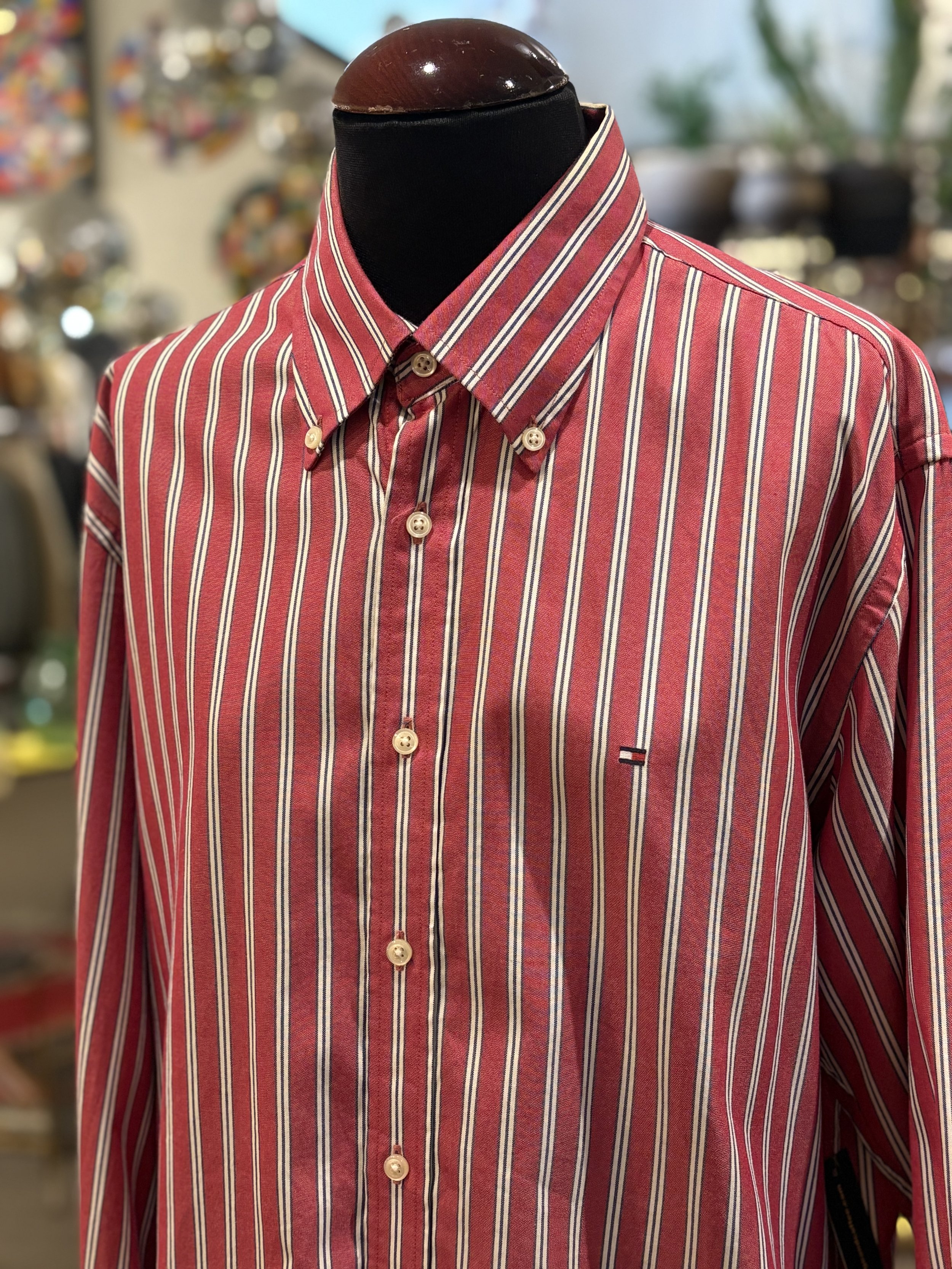 Camisa vintage de vestir de rayas Tommy Hilfiger