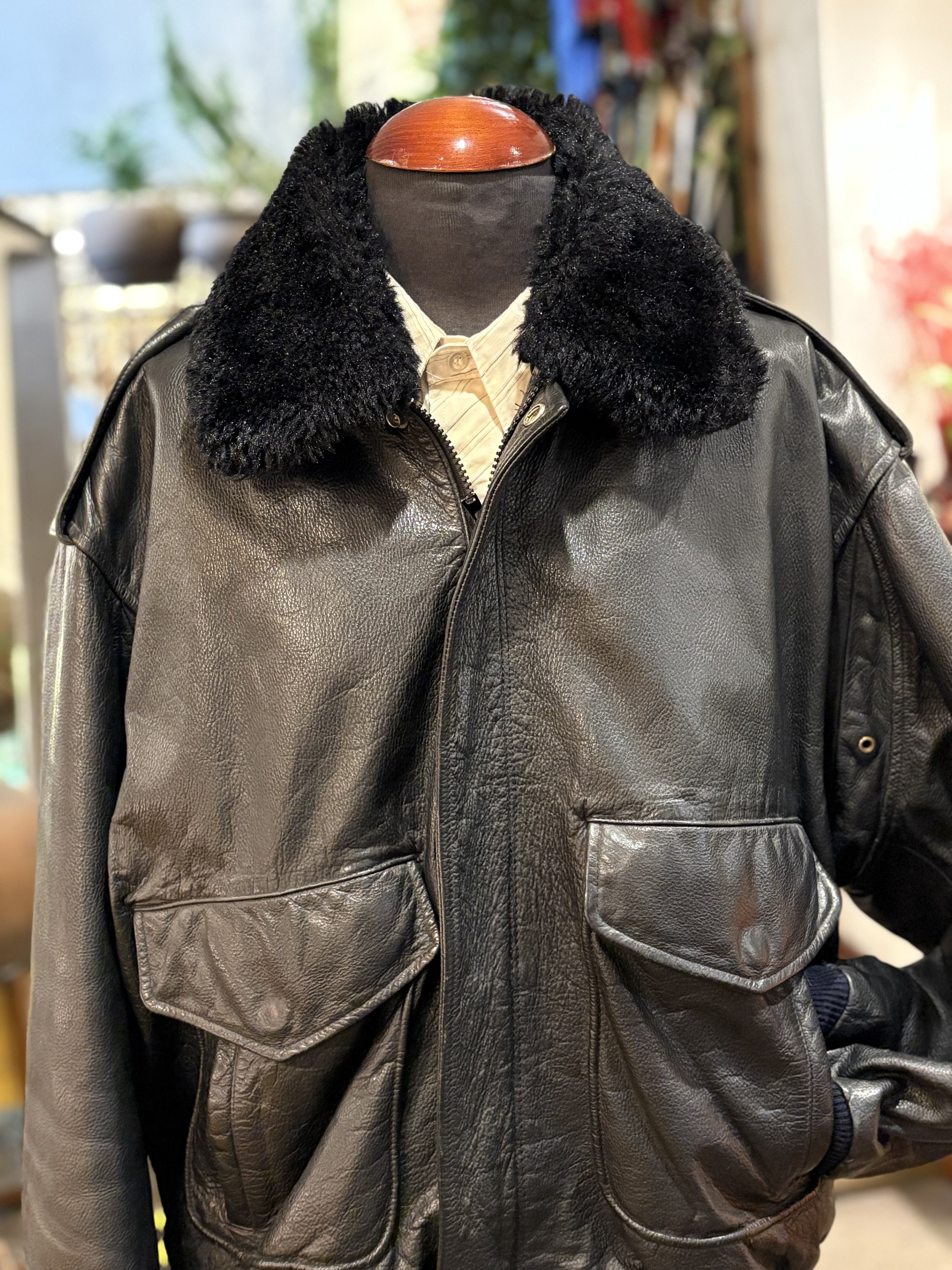 Chaqueta vintage de piel de aviador flight jacket piel italiana