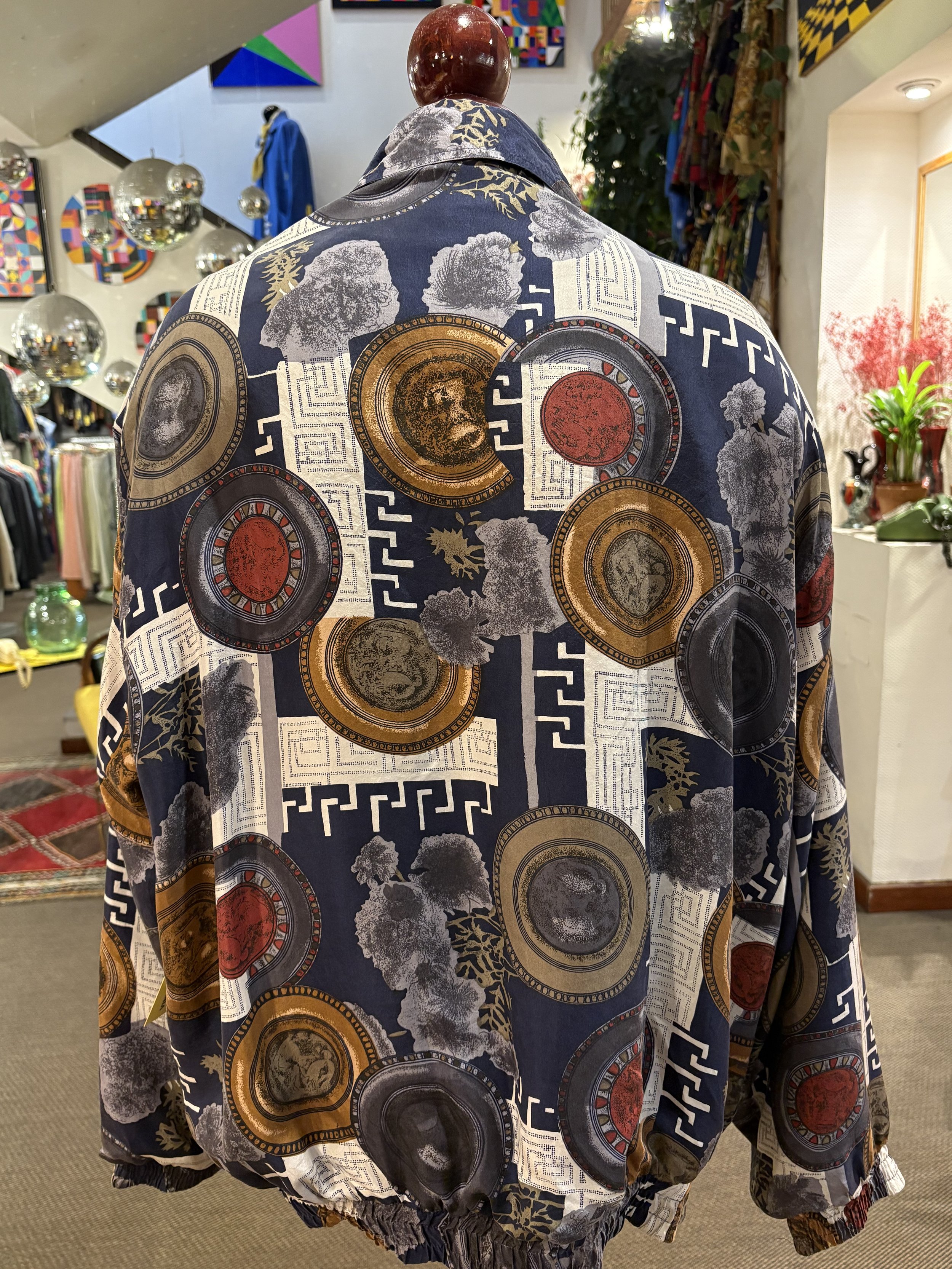 Crazy jacket de seda estampado multicolor años 90