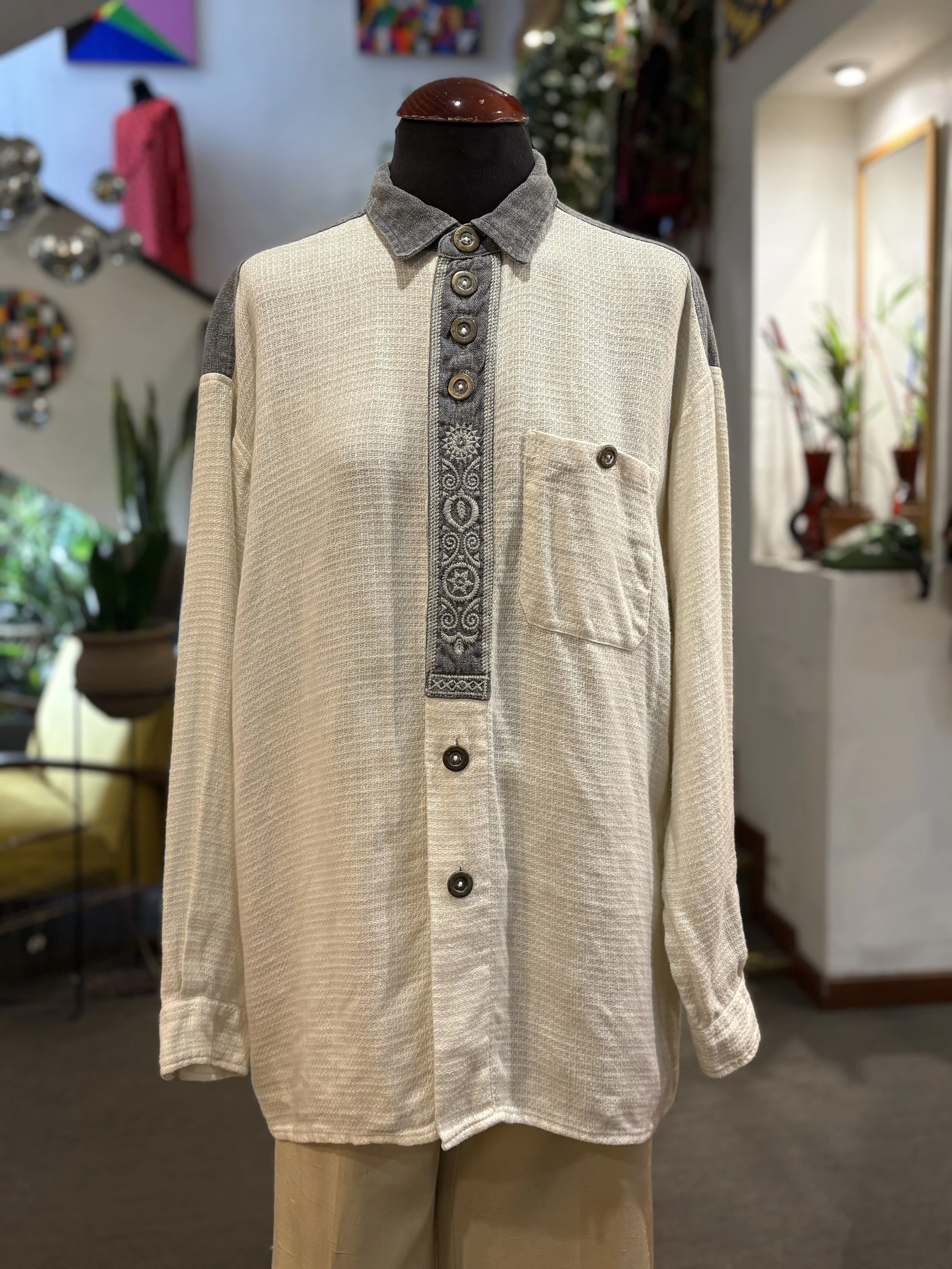 Camisa vintage tirolesa de Wallmann made in austria camisas de lino