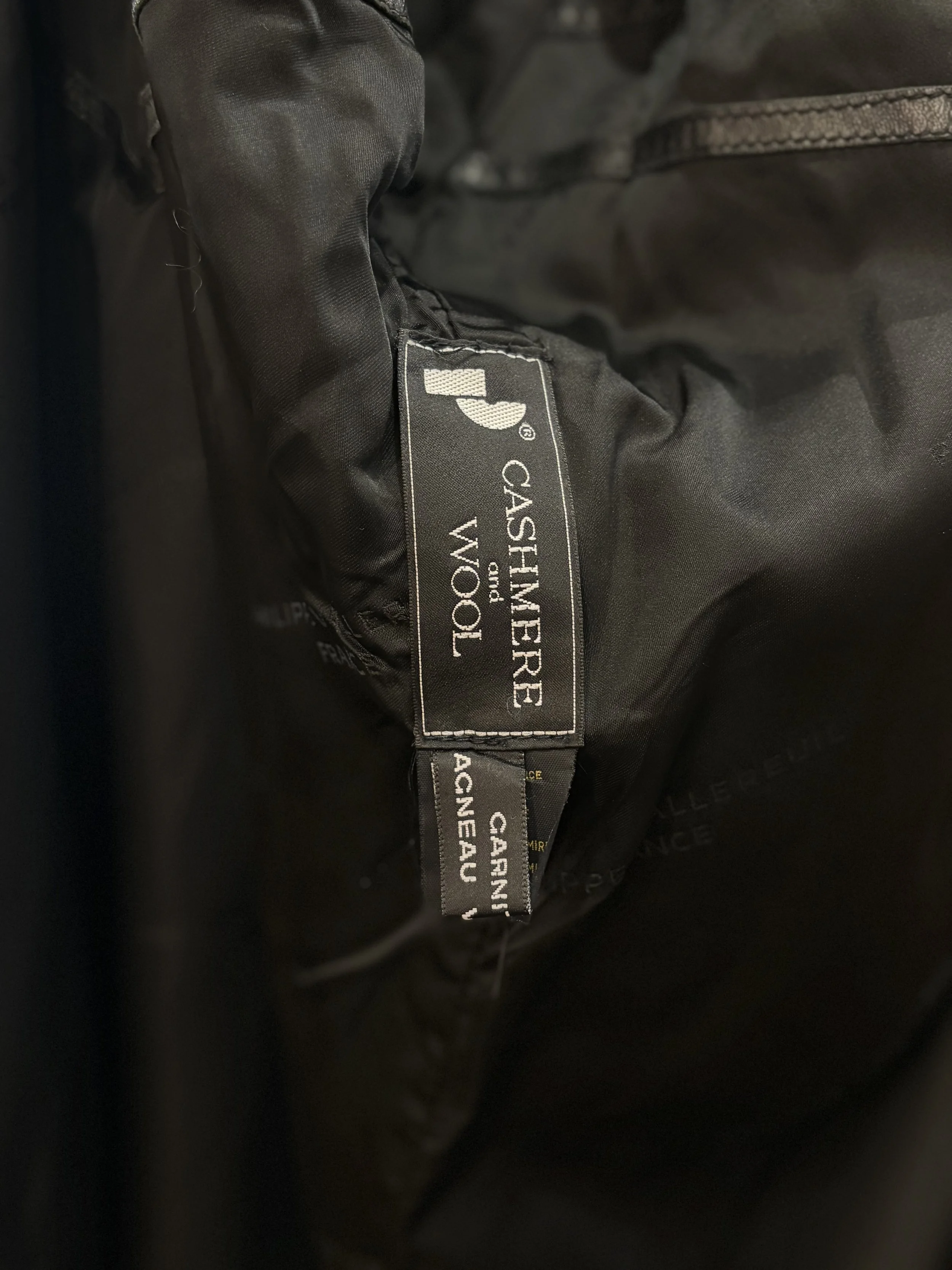 Abrigo vintage de Henri Barrau de cashmere y lana con piel de cordero made in france años 80