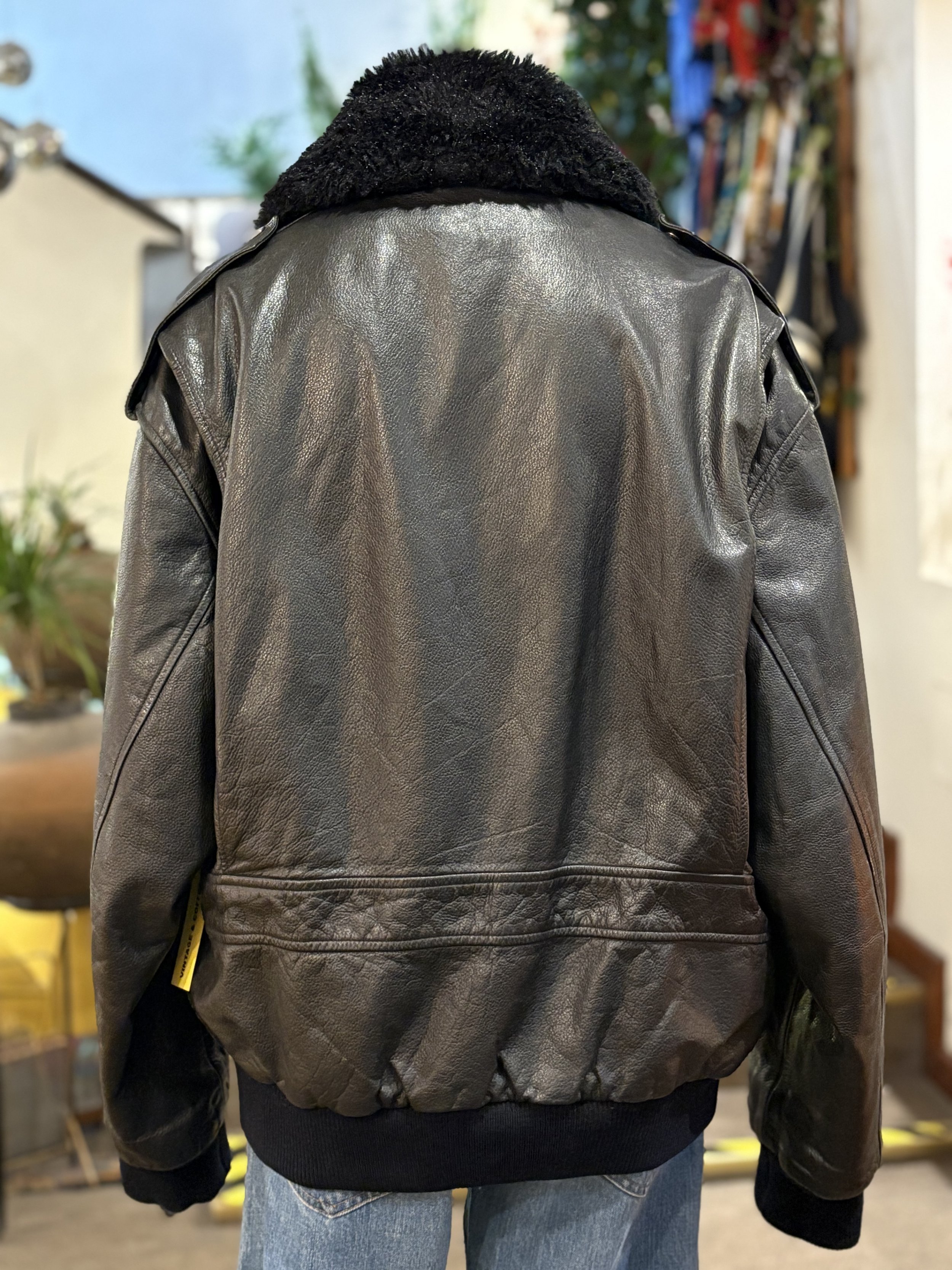Chaqueta vintage de piel de aviador flight jacket piel italiana