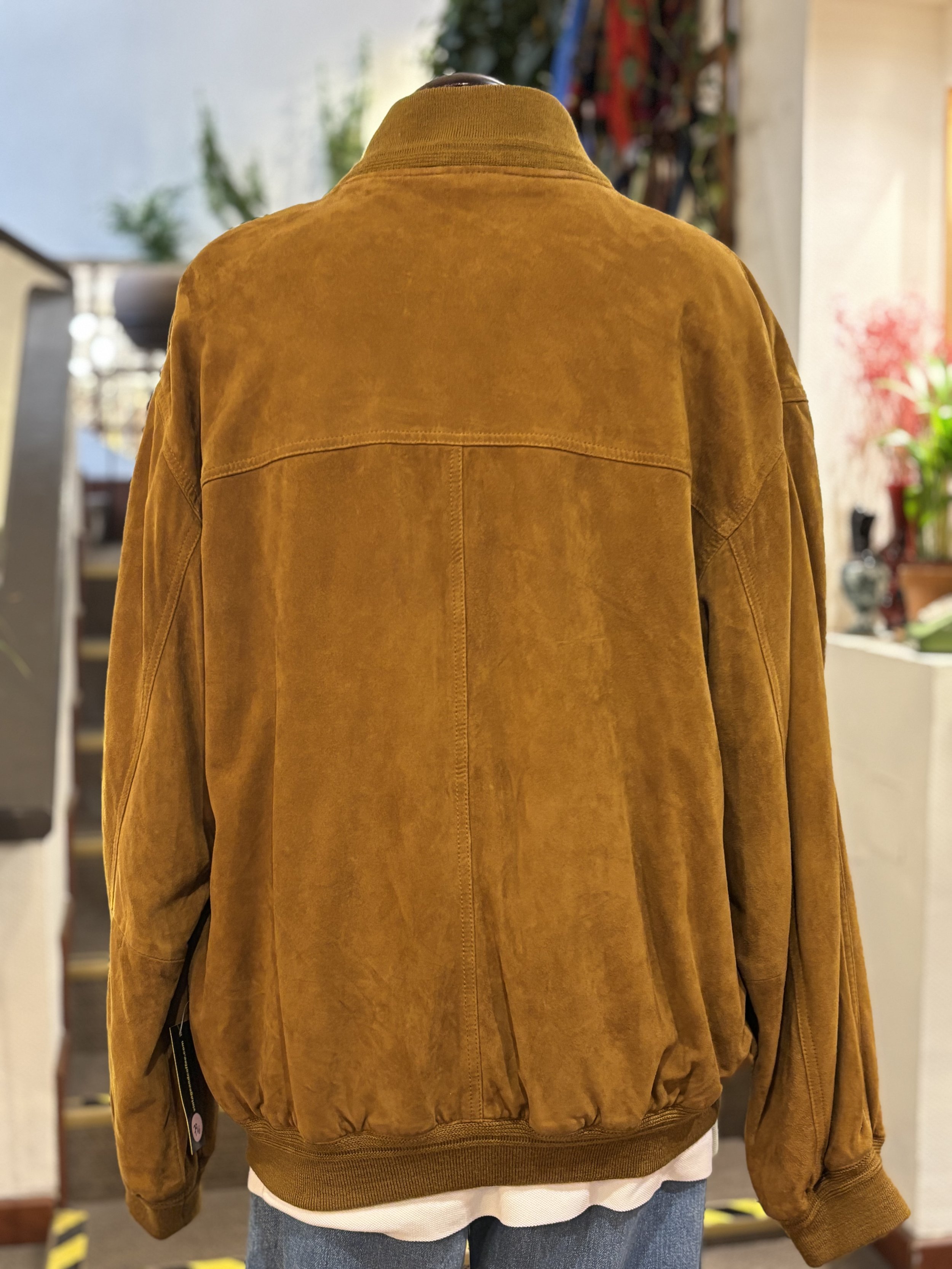 Chaqueta bomber vintage de piel de ante made in italy