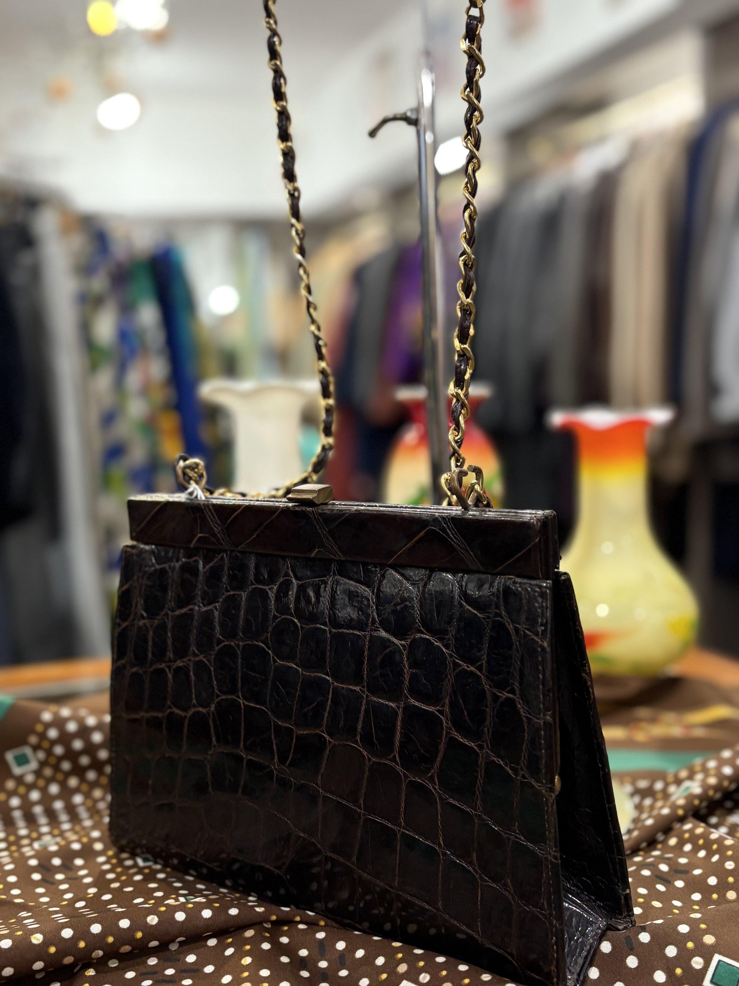 Bolso vintage de piel de cocodrilo años 50/60