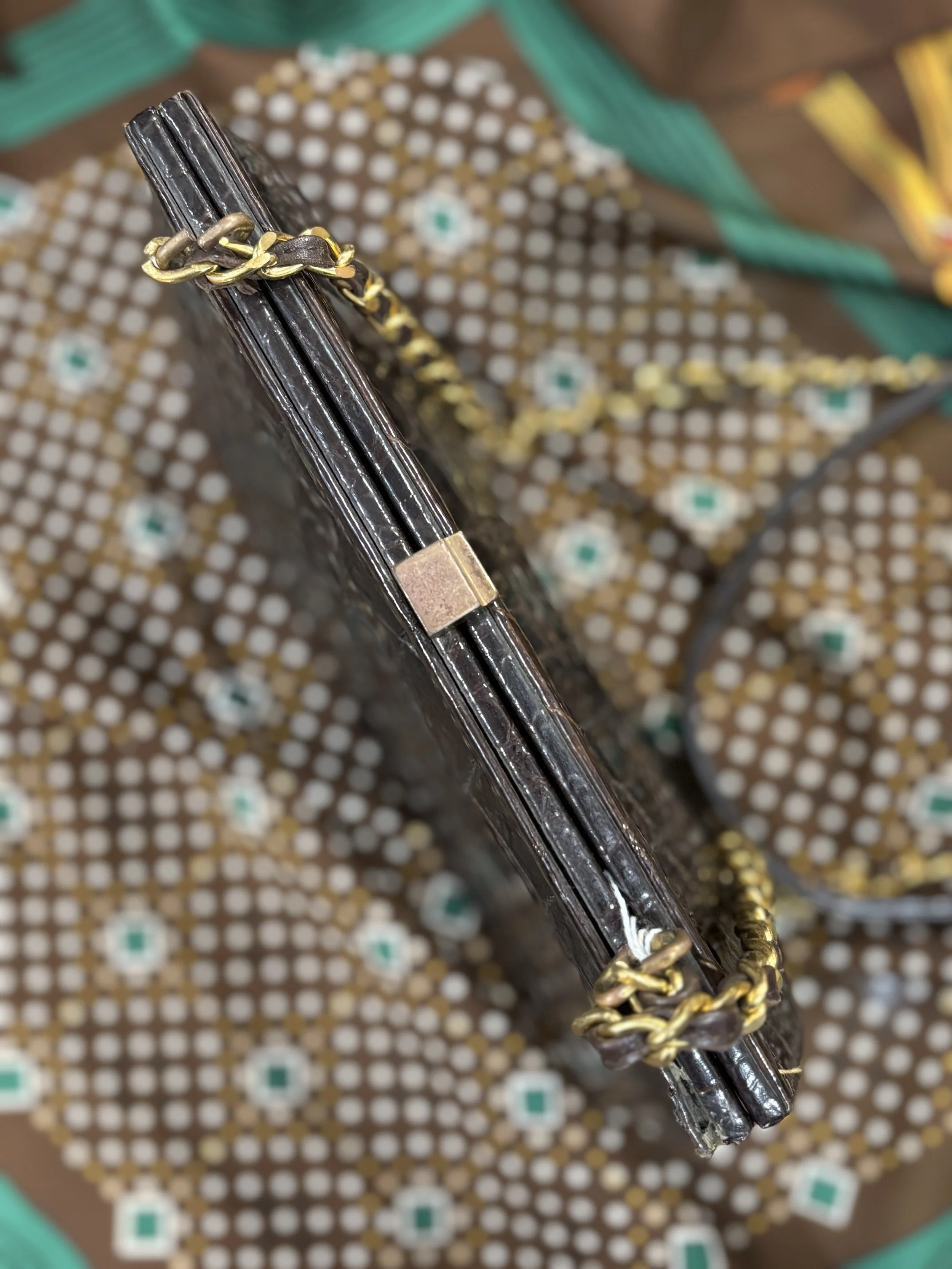 Bolso vintage de piel de cocodrilo años 50/60