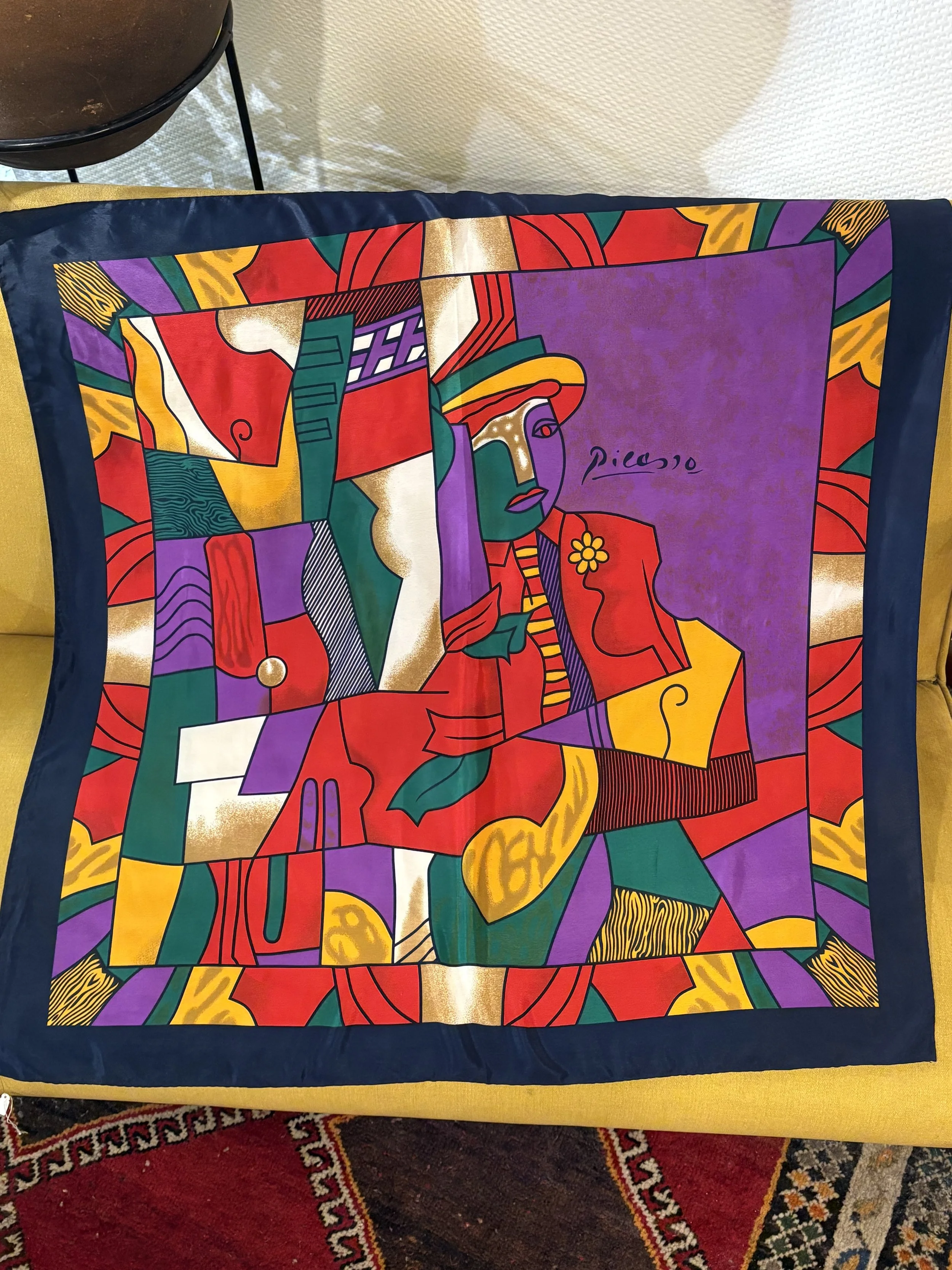 Pañuelo vintage de poliester de Picasso años 80