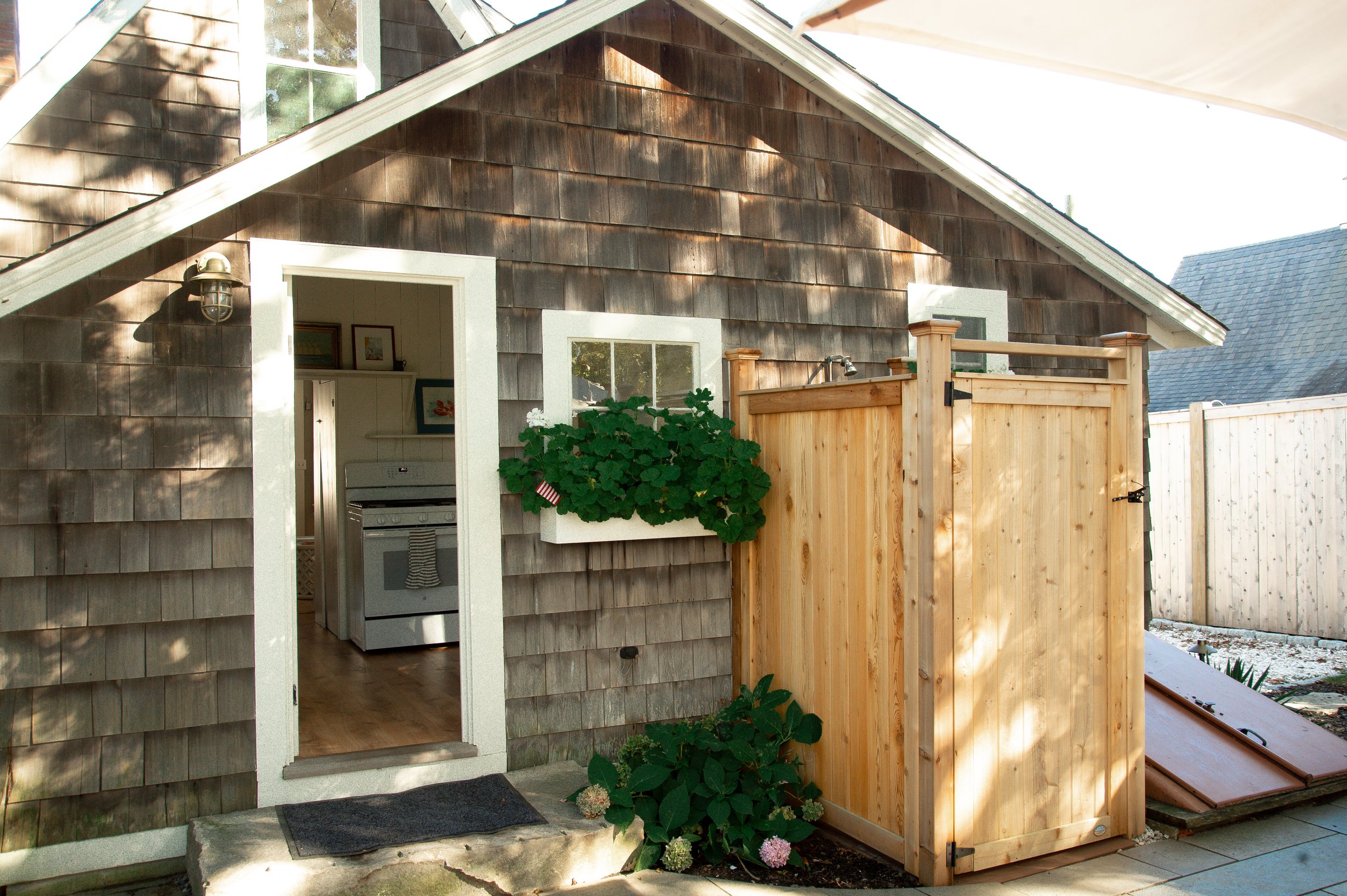 Back door and outdoor shower